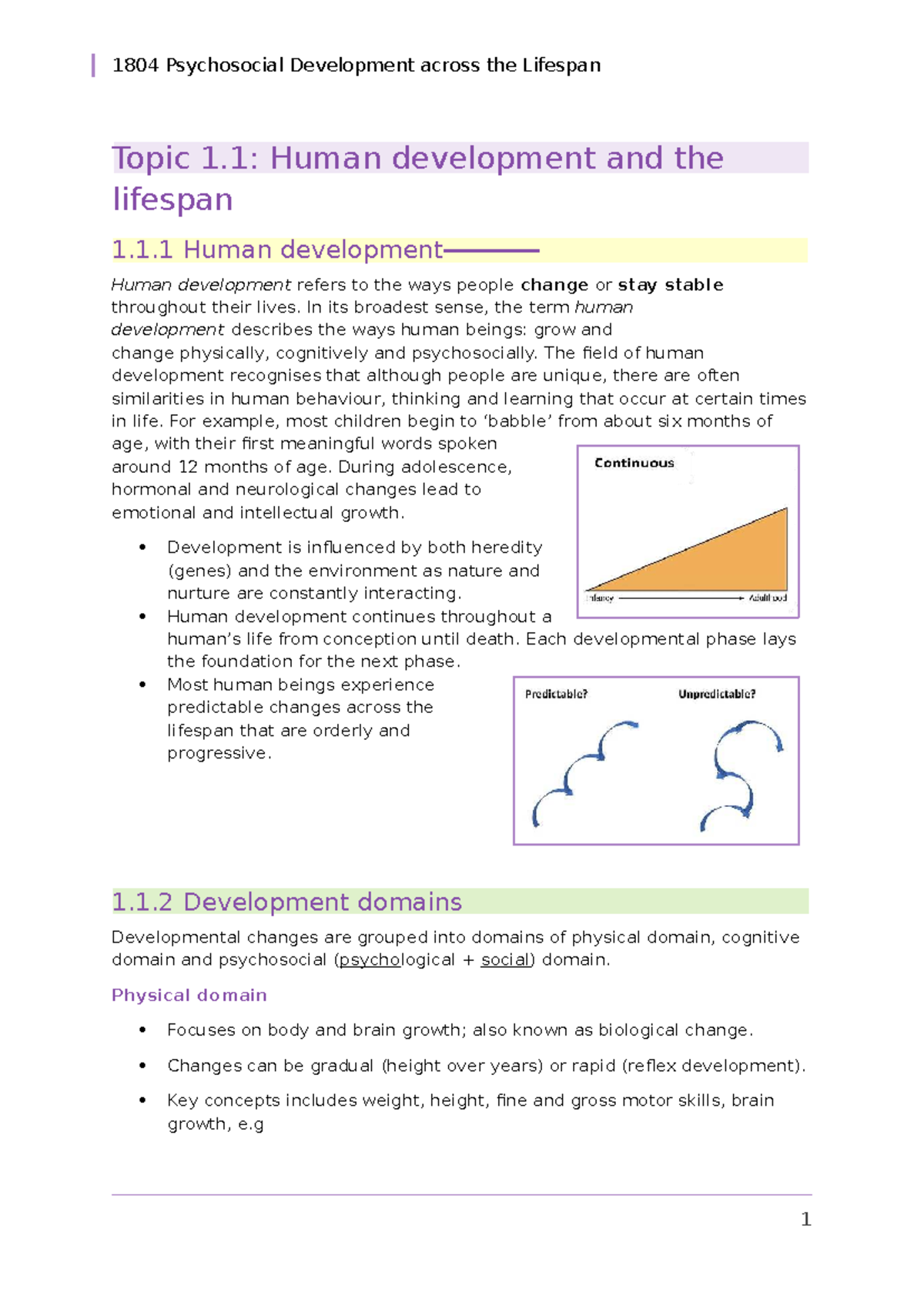 1804 Psychosocial Development: Human Growth & Lifespan Insights - Studocu