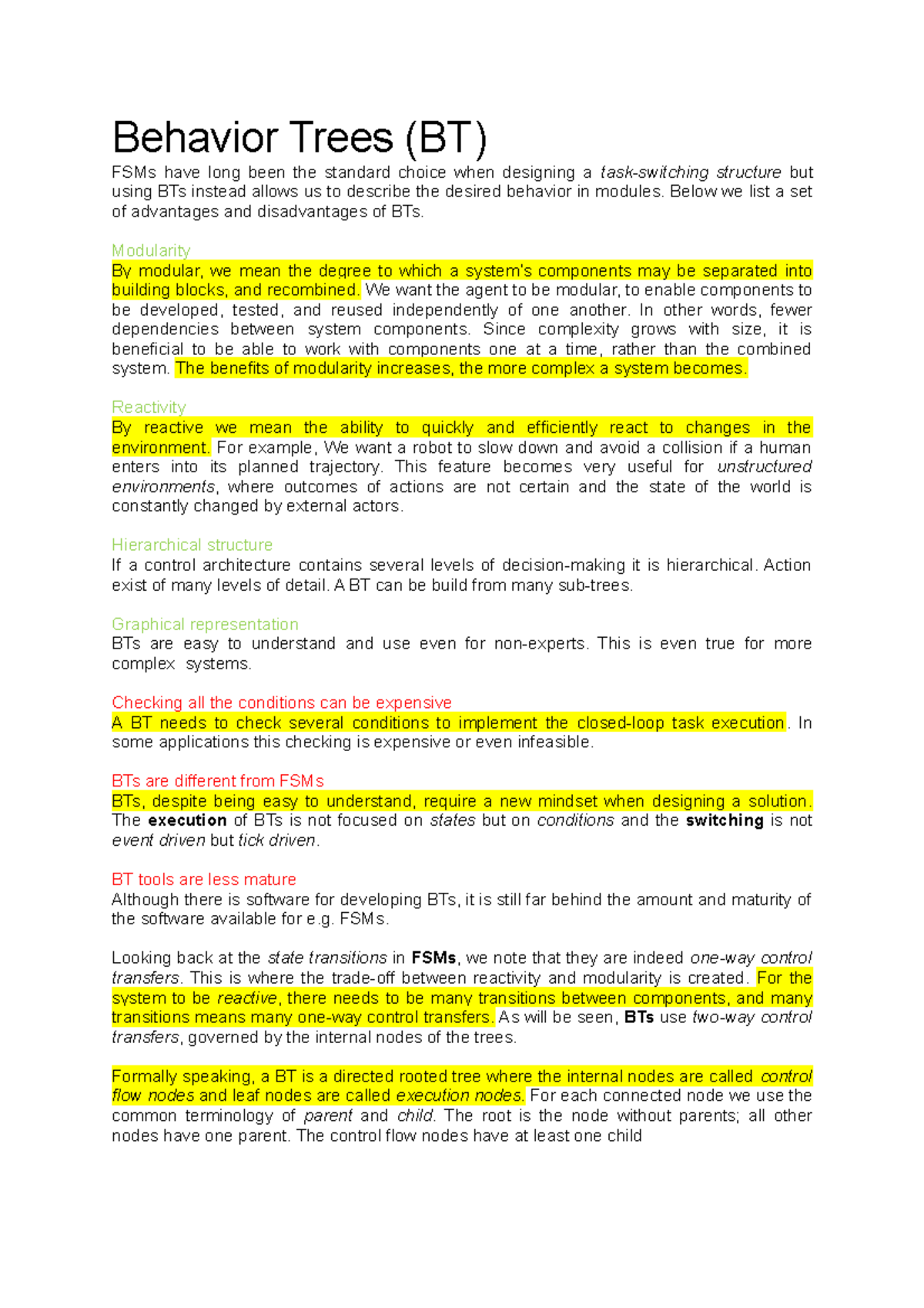 Behavior Trees in Robotics: Advantages and Design Principles - Studeersnel