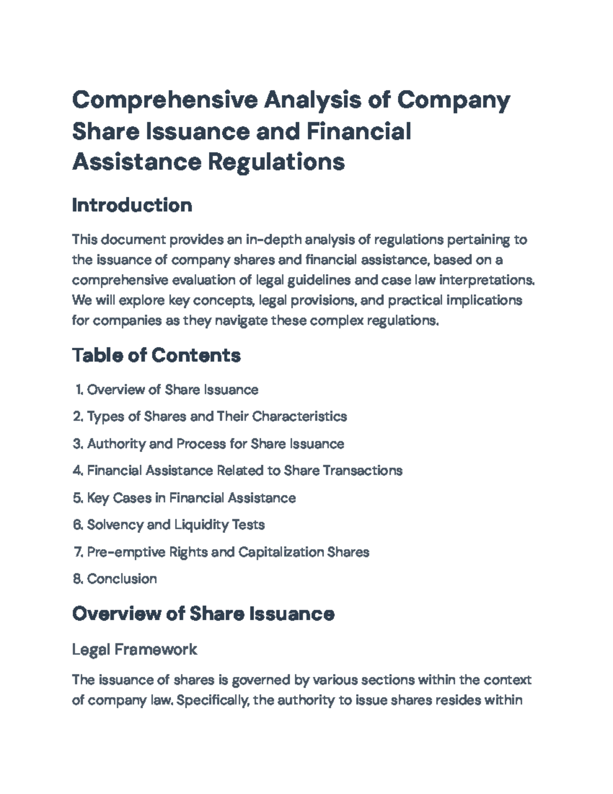 Analysis of Share Issuance & Financial Assistance Regulations ...