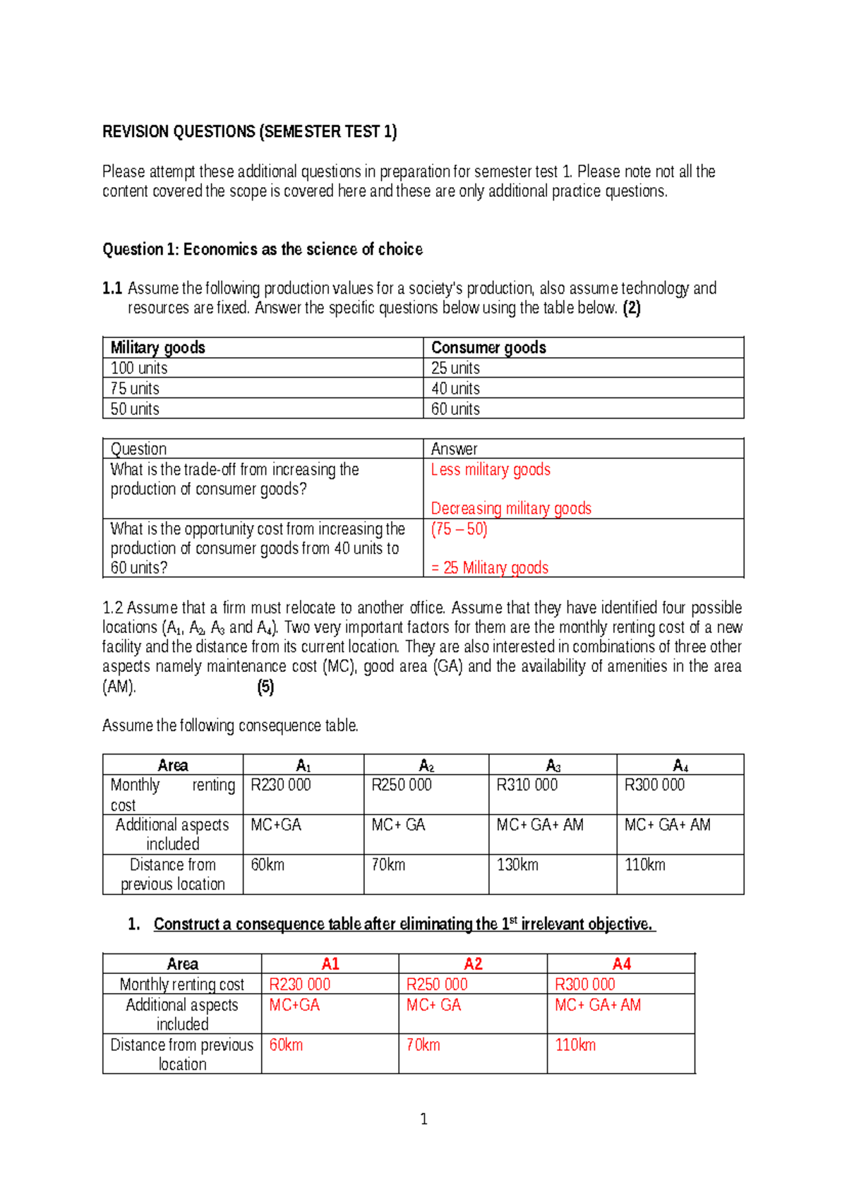 ECO1A Semester Test 1 Revision Questions & Memo (2025) - Studocu
