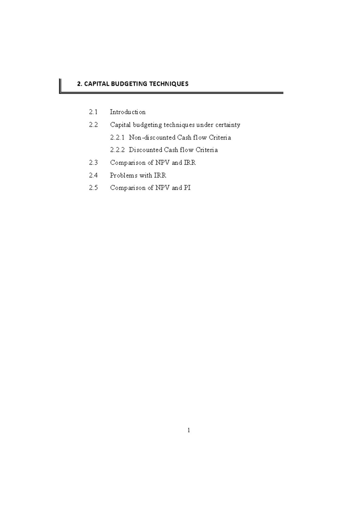 Capital Budgeting Techniques - FM Notes for Financial Management - Studocu