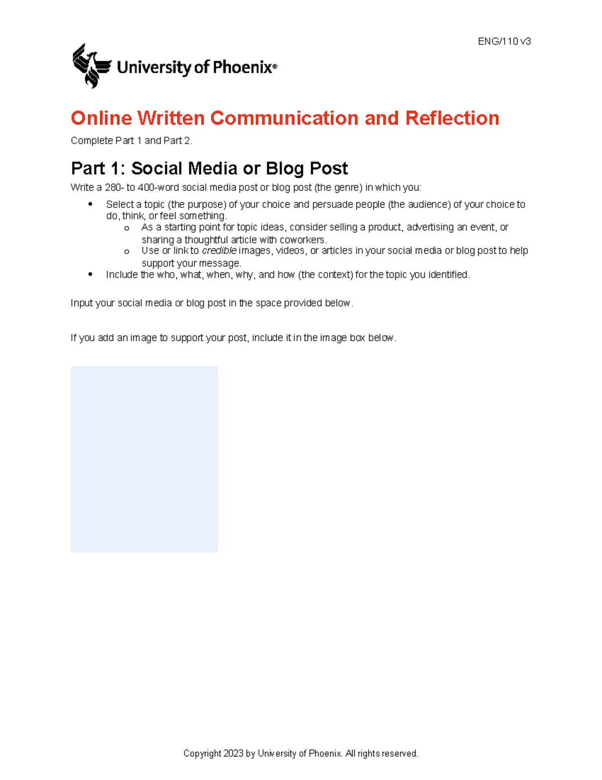 v3 Online Written Communication Reflection: Social Media Post ...