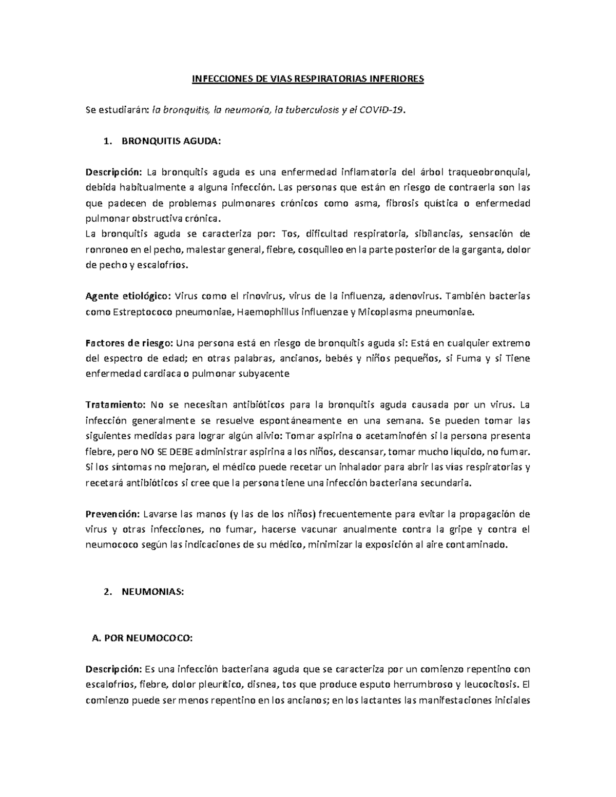 Guía de Estudio: Infecciones de Vías Respiratorias Inferiores - SUBP 4 ...