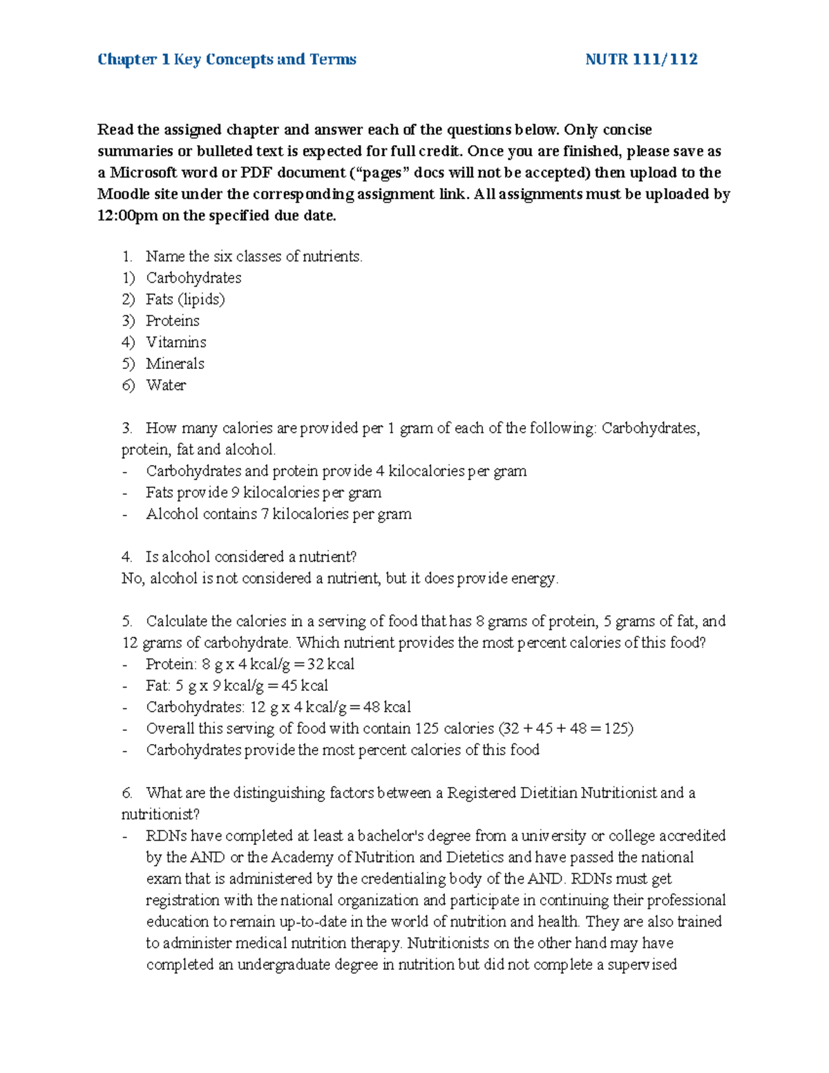 Chapter 1 Key Concepts and Terms NUTR: Nutritional Fundamentals ...