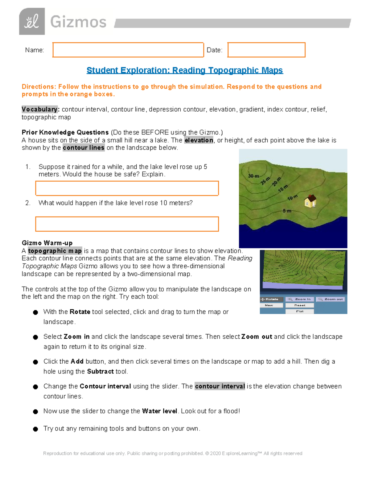 Student Exploration: Gizmo Reading Topographic Maps SE Guide - Studocu