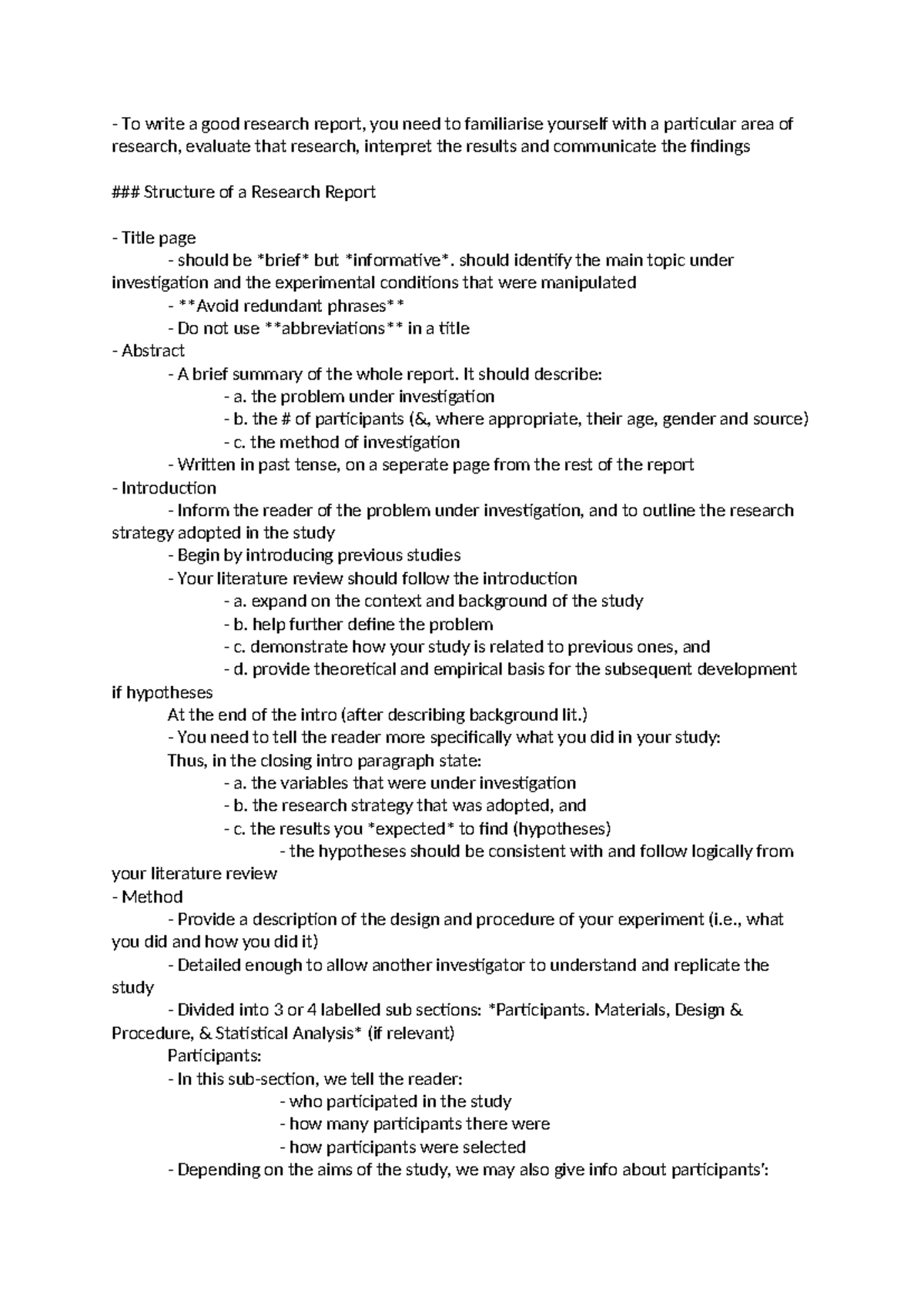 How to Write an Effective Research Report: Guidelines & Structure - Studocu