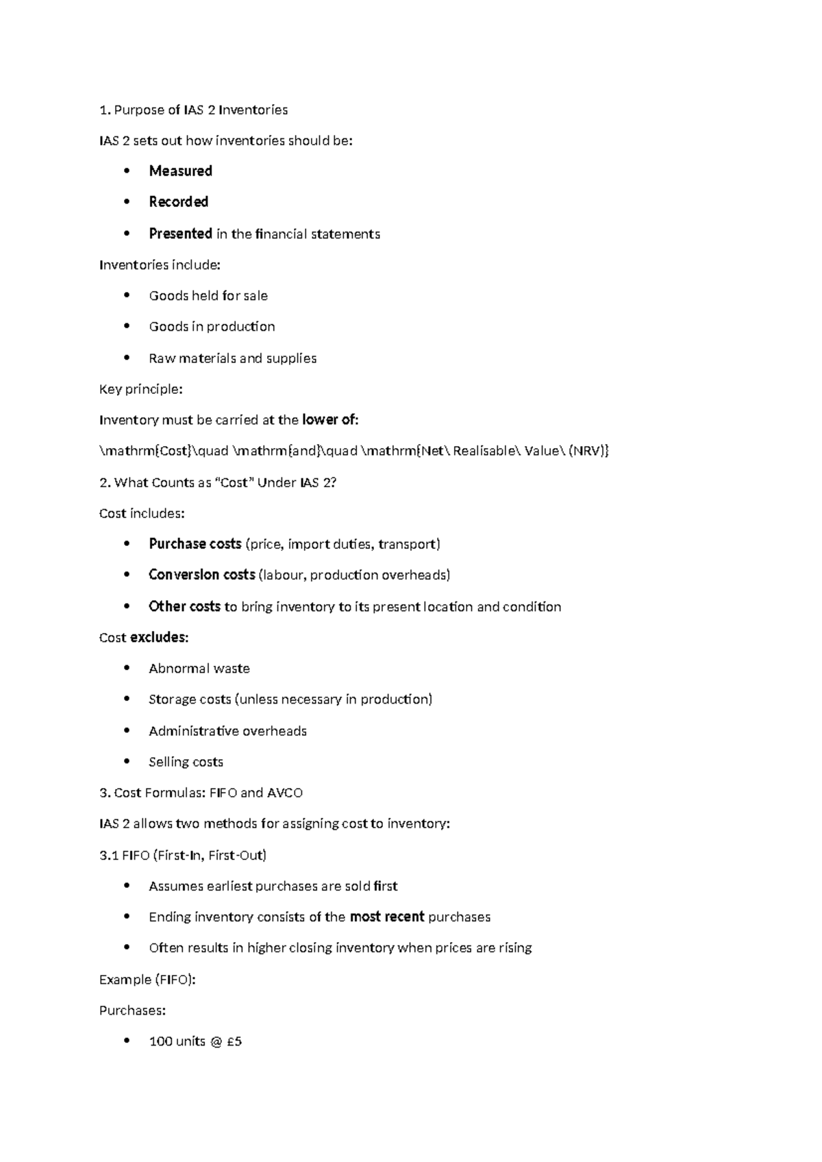 Lecture Notes on IAS 2: Inventory Measurement & Valuation - Studocu