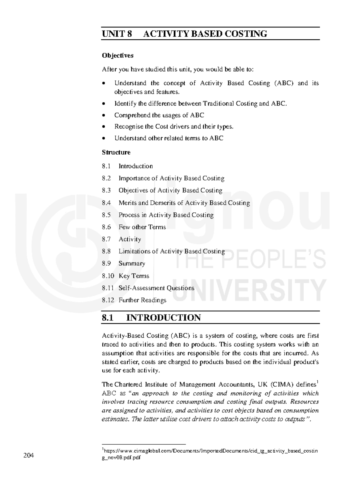 Cost Accounting 204: Unit 8 - Activity-Based Costing Notes - Studocu