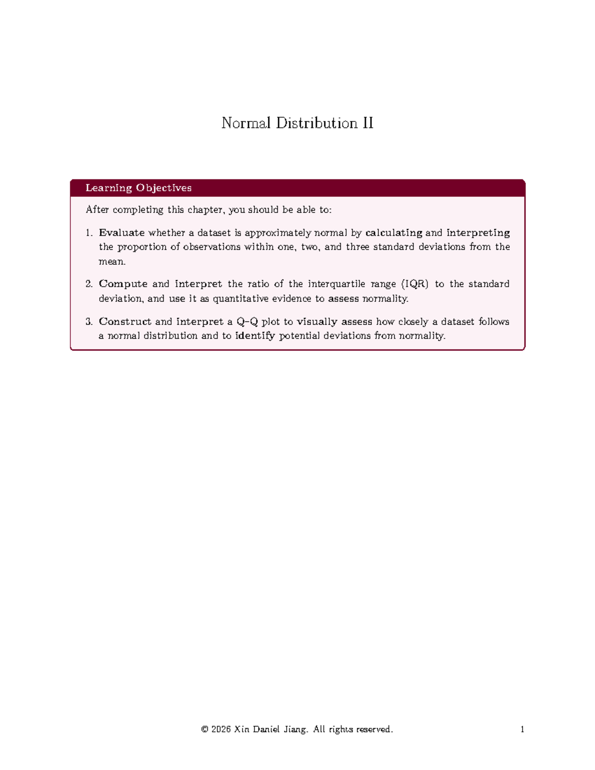 AFM113: Normal Distribution II Lecture Notes and Objectives - Studocu