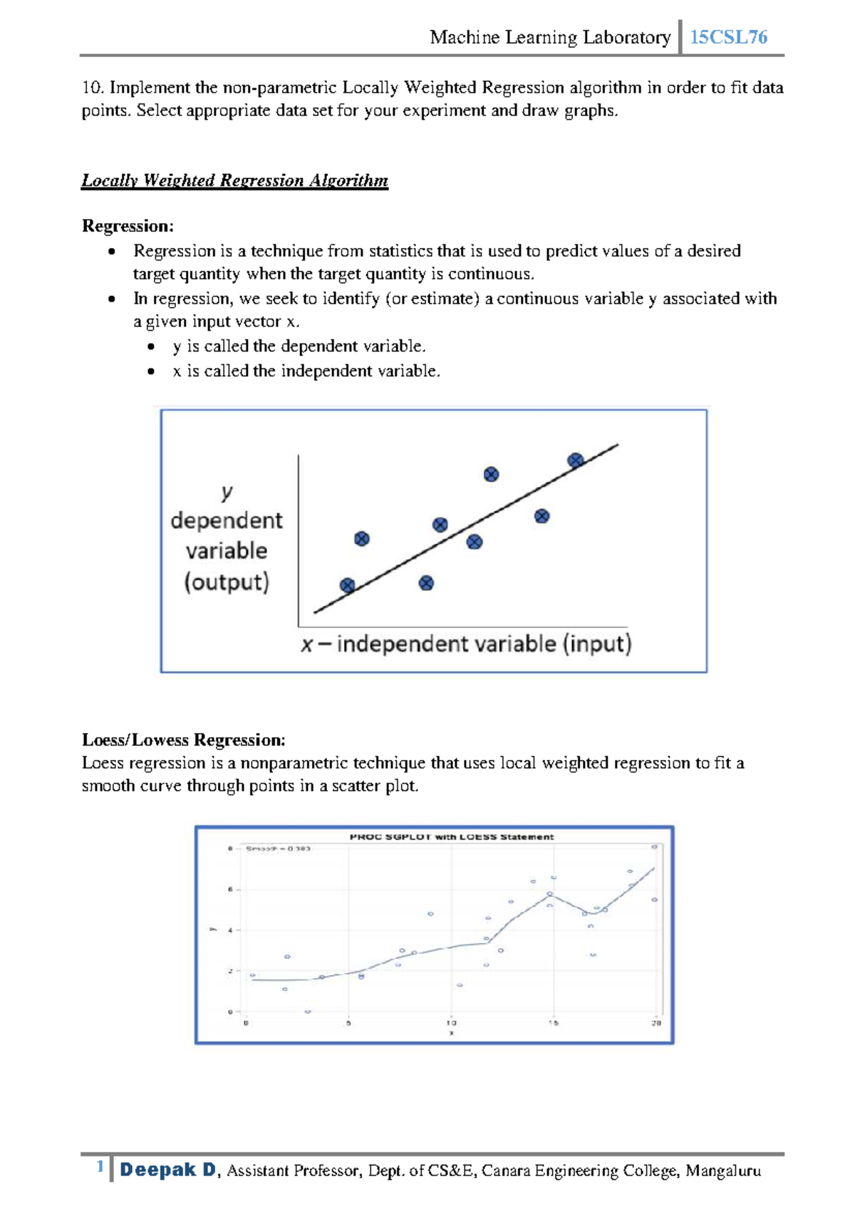 Locally Weighted Regression Implementation - 15CSL76 Lab Program 10 ...