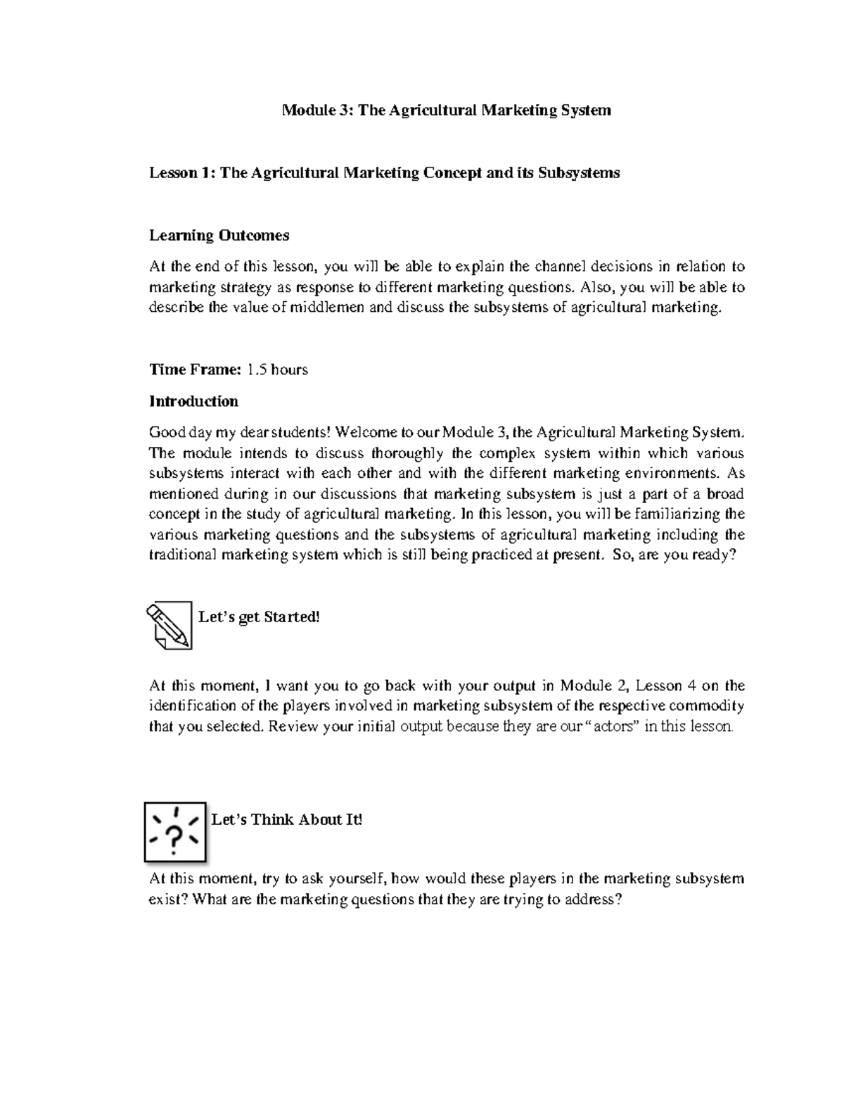Module 3 Lesson 1 - Agricultural Marketing System Overview - ETRP 223 ...