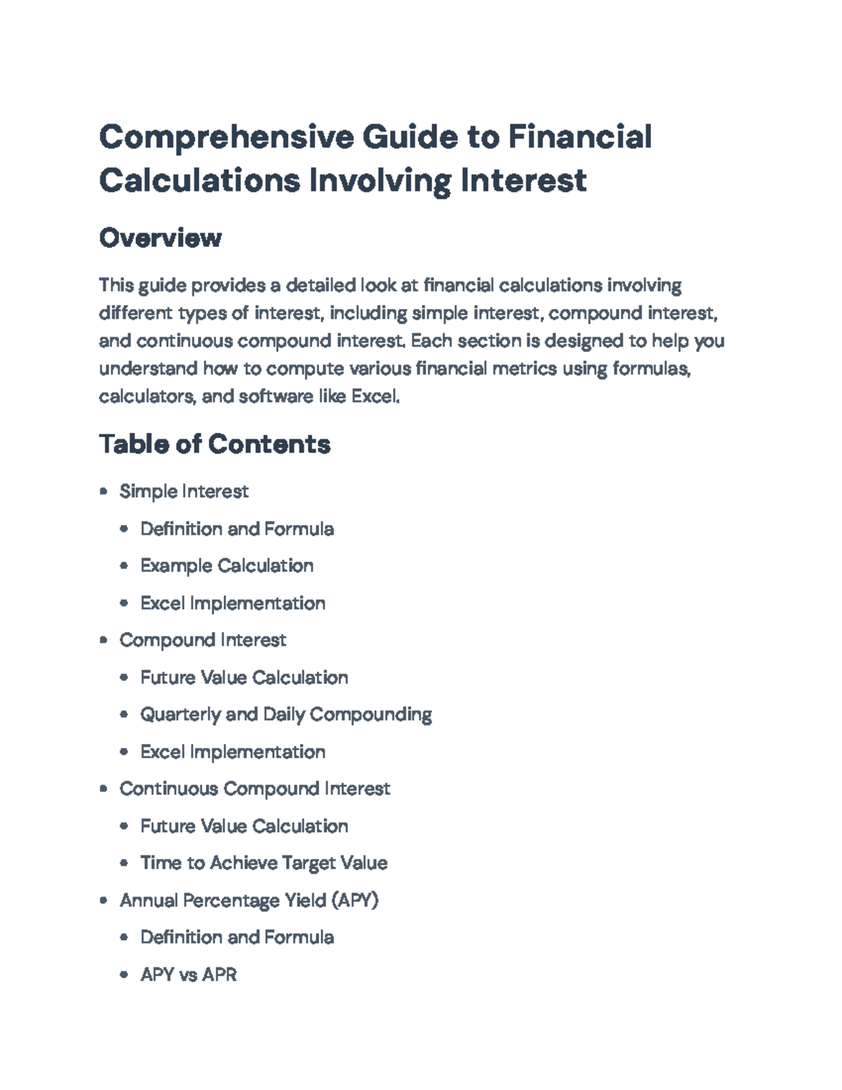 Comprehensive Guide to Financial Calculations: Interest Types ...