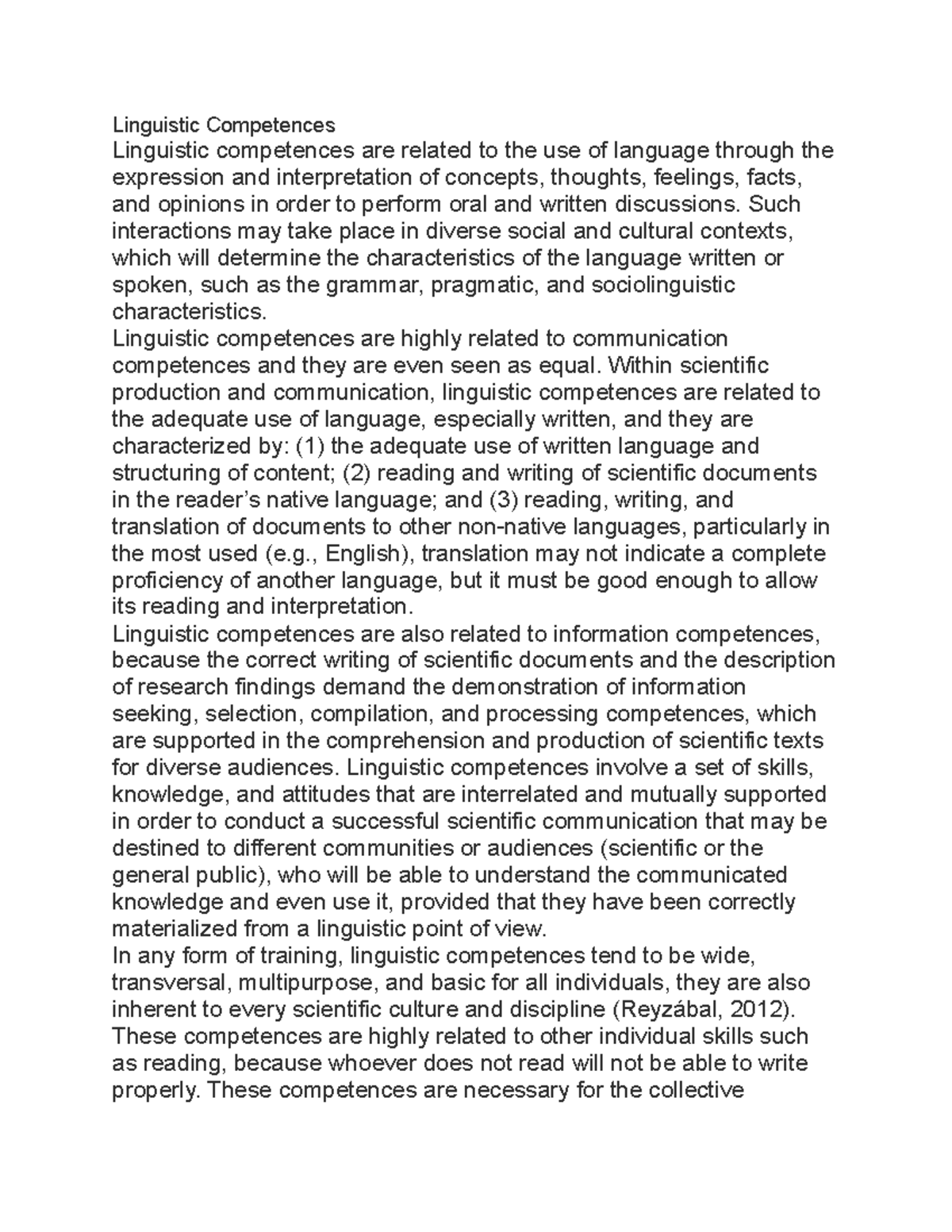 Linguistic Competences - Linguistic Competences Linguistic competences ...