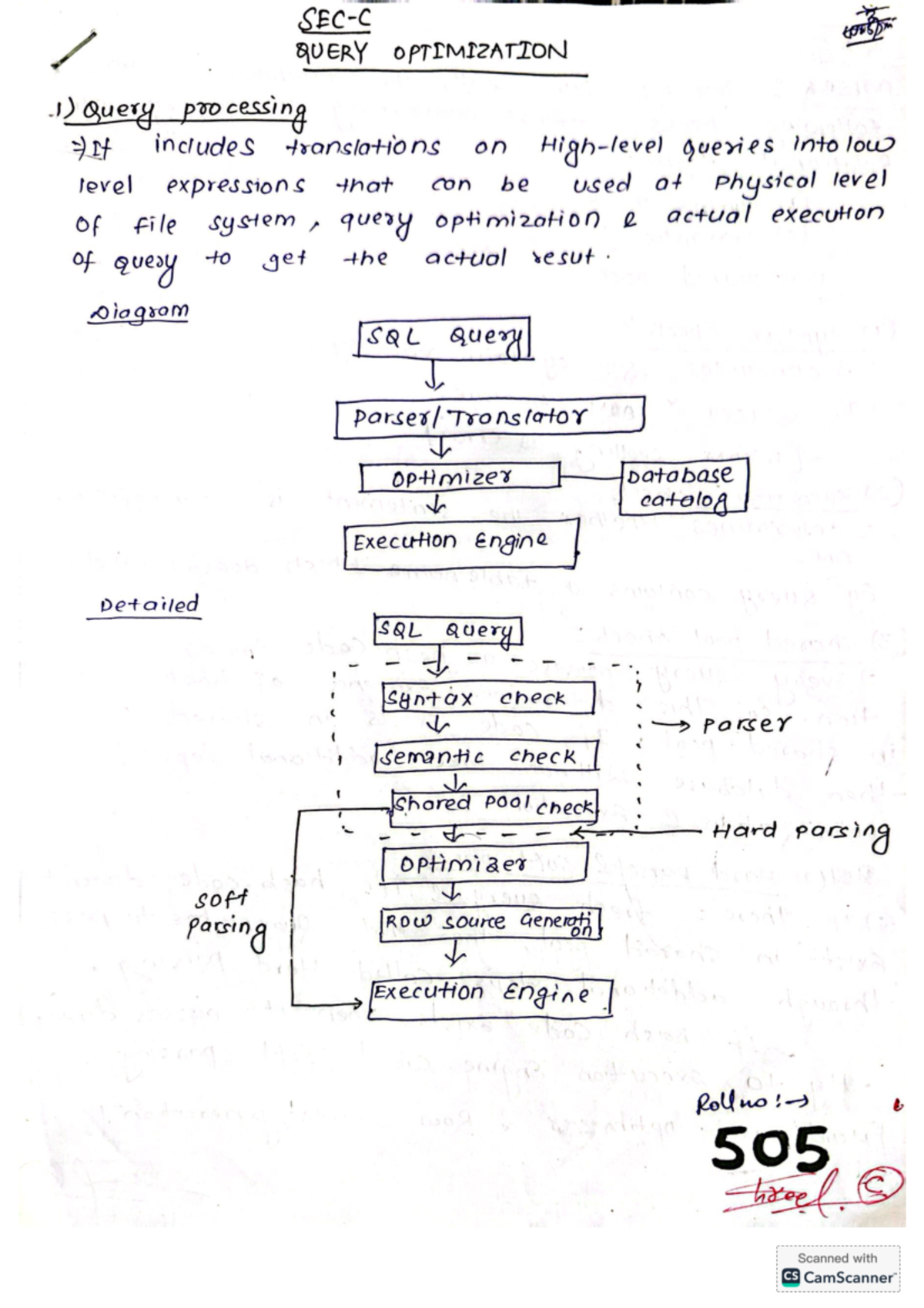 Rdbms 3 - DBMS Notes - LOVE QUERY OPTIMIZATION 1) Query processing If ...