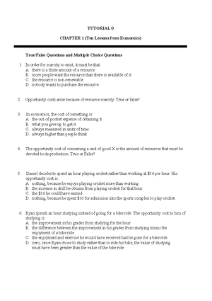 Tutorial 5 Solutions - Externalities - TUTORIAL 5 CHAPTER 10 ...
