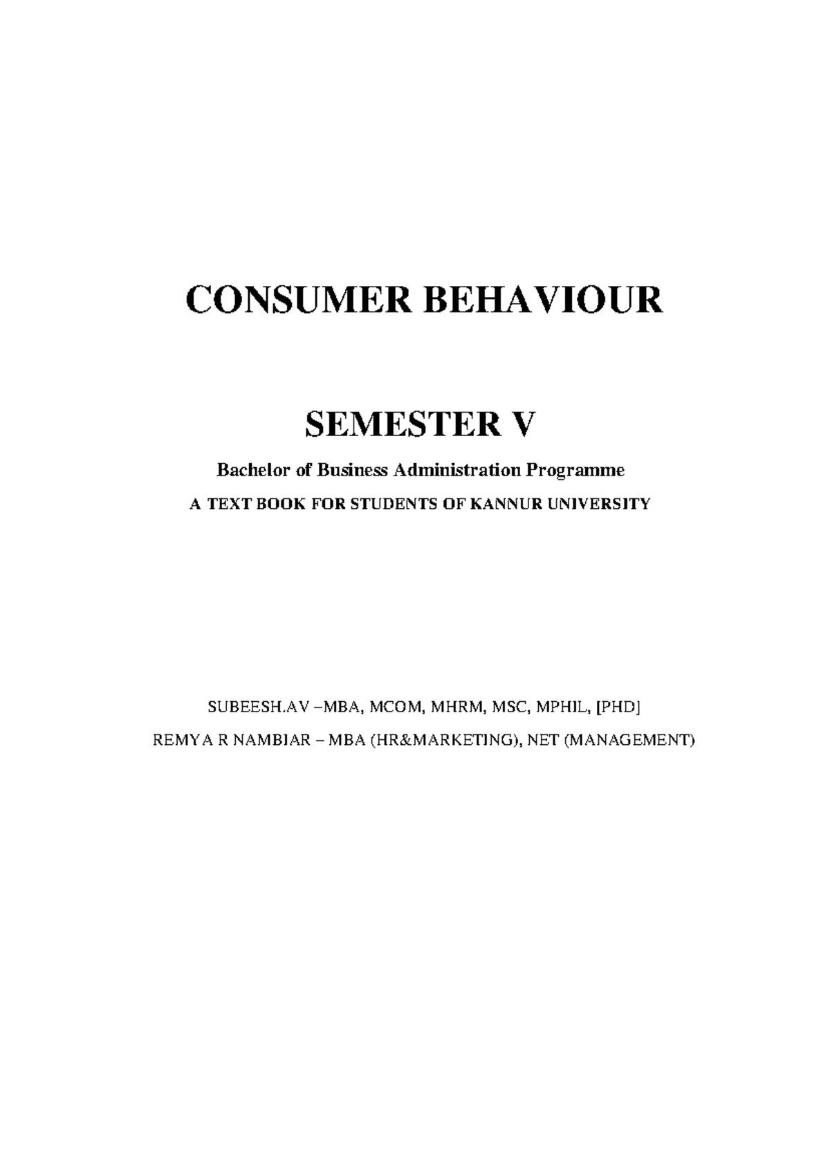 Consumer Behaviour Overview - BBA Semester V Notes - Studocu