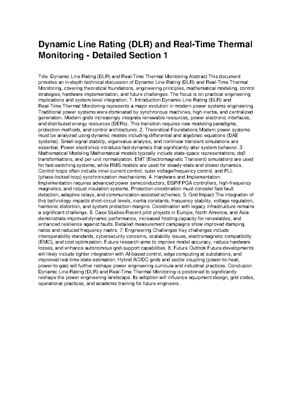 Dynamic Line Rating (DLR) & Thermal Monitoring: Recent Advances in ...
