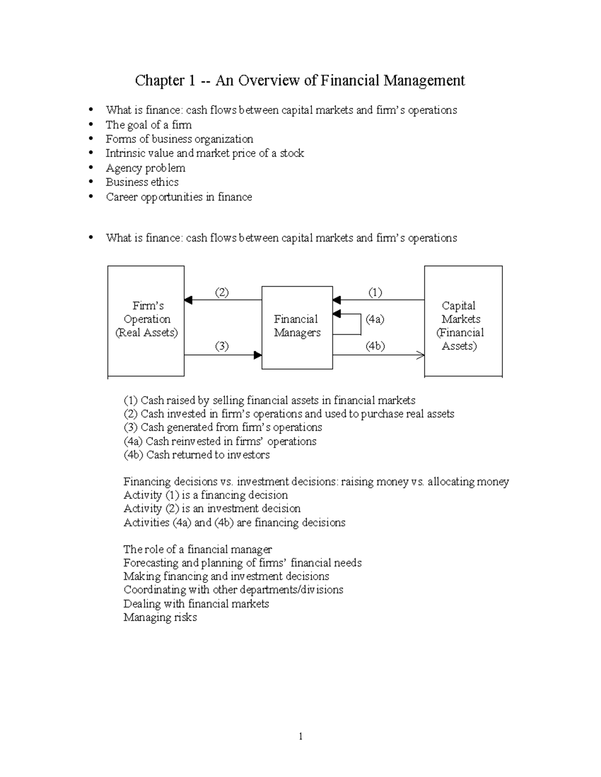 Chapter 1 - Overview of Financial Management - Lecture Notes 1 - Studocu