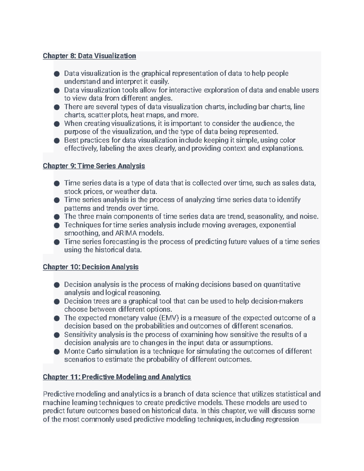 Business Analytics: Chapters on Data Visualization & Decision Analysis ...