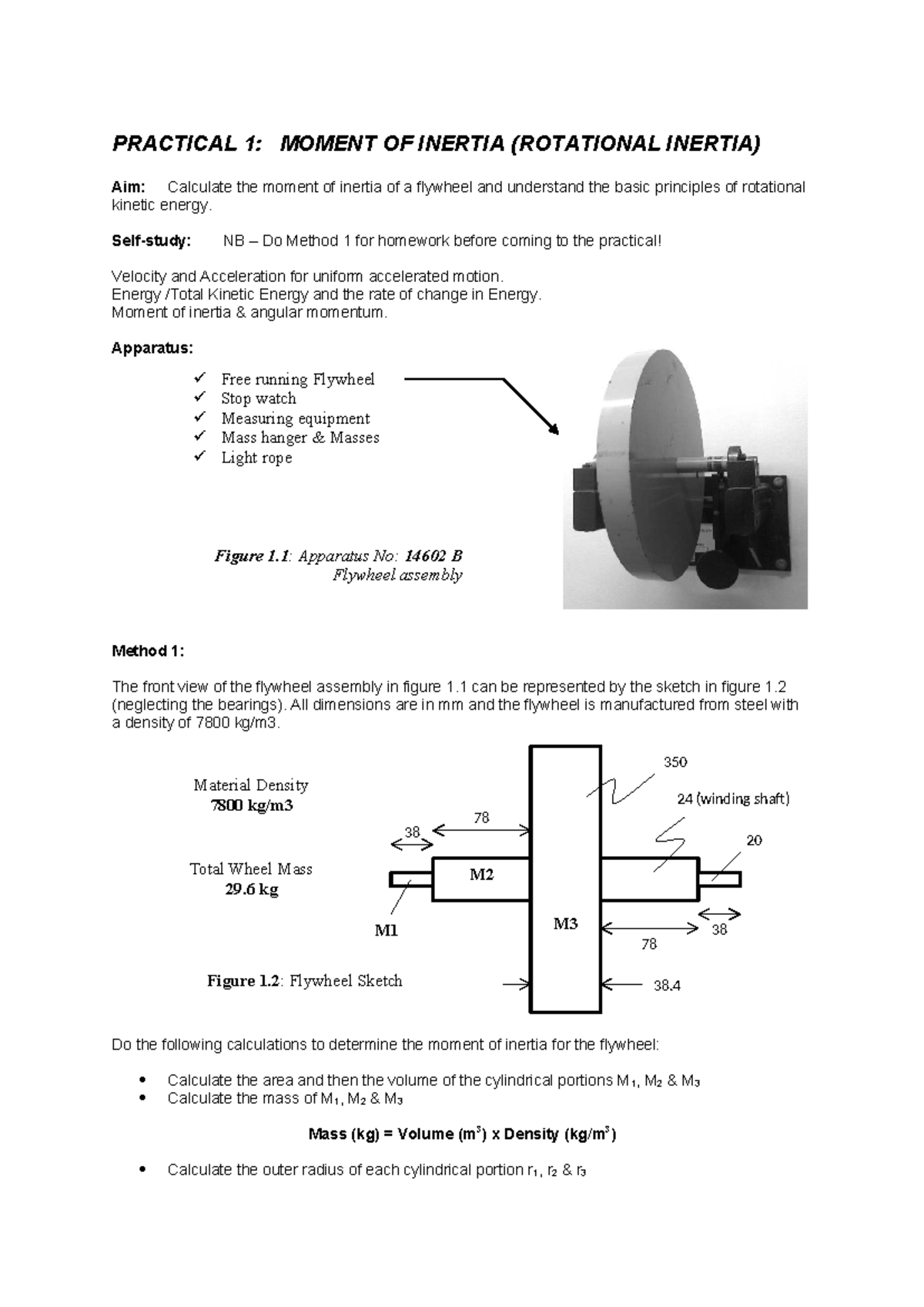 MAM12A Practical 1: Moment of Inertia of a Flywheel (2025 S2) - Studocu