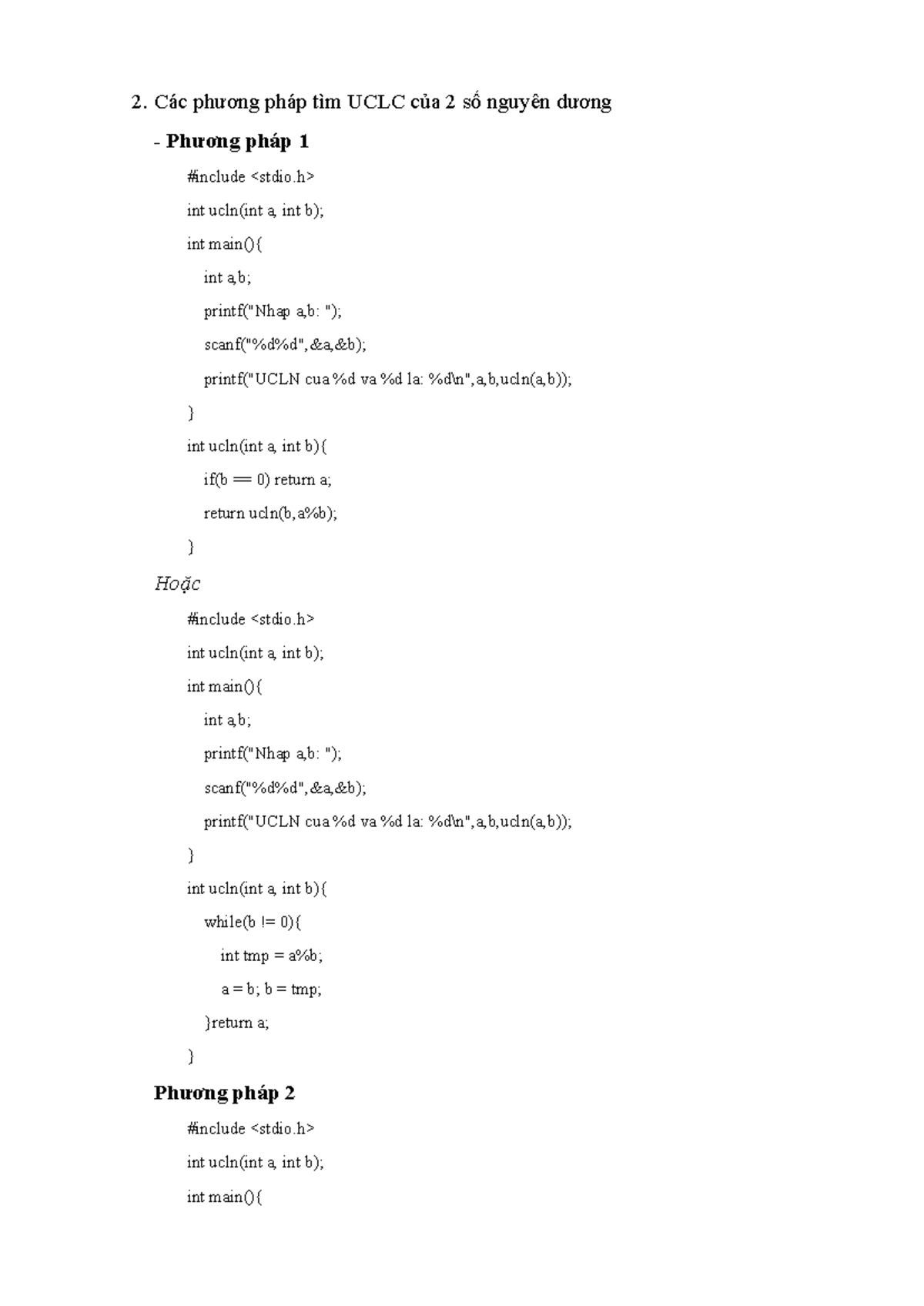 Các phương pháp tìm UCLN - 2. Các phương pháp tìm UCLC của 2 số nguyên ...