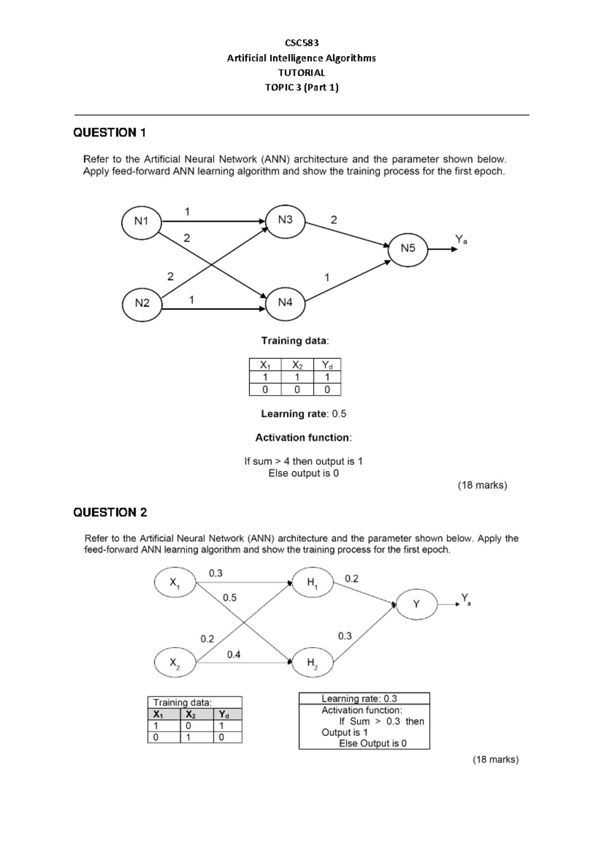 Online Exercise Week 7 - Artificial Neural Network Topic 3 tutorial ...