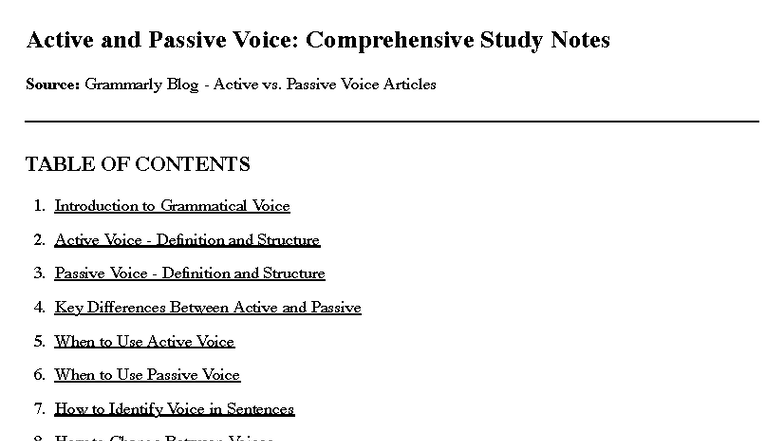 Active and Passive Voice: Comprehensive Study Notes (ENG 101) - Studocu