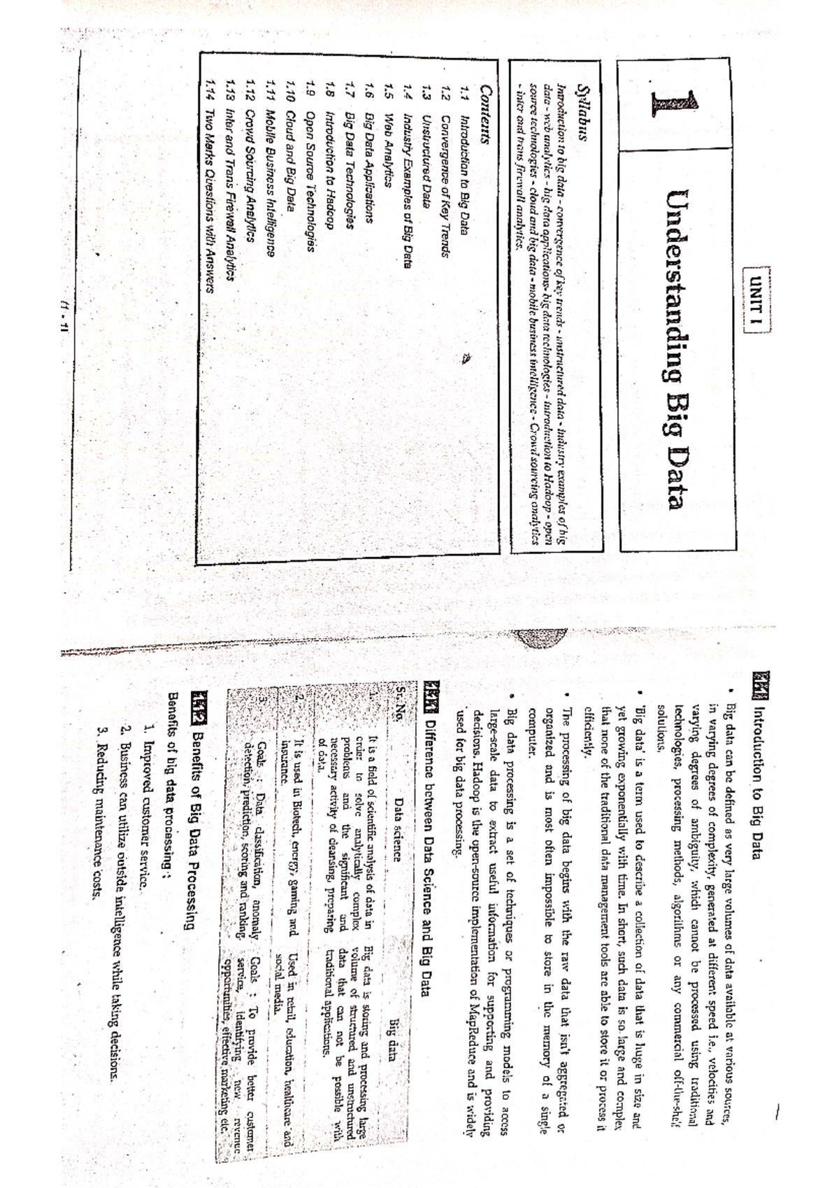 BDA 101: Unit 1 - Introduction to Big Data Notes and Key Concepts - Studocu
