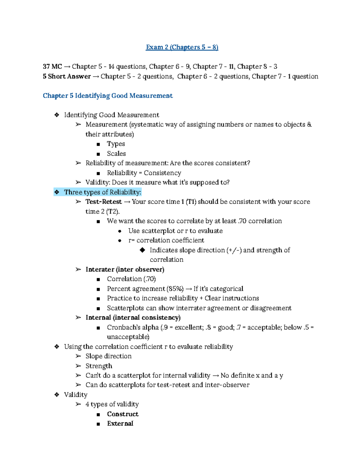 PSY 301 Exam 2 Study Guide: Chapters 5-8 MC & Short Answer Review - Studocu