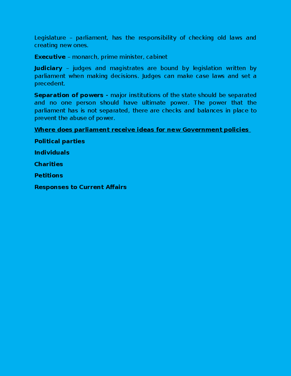 Legislation Overview and Law-Making Process in Political Systems - Studocu