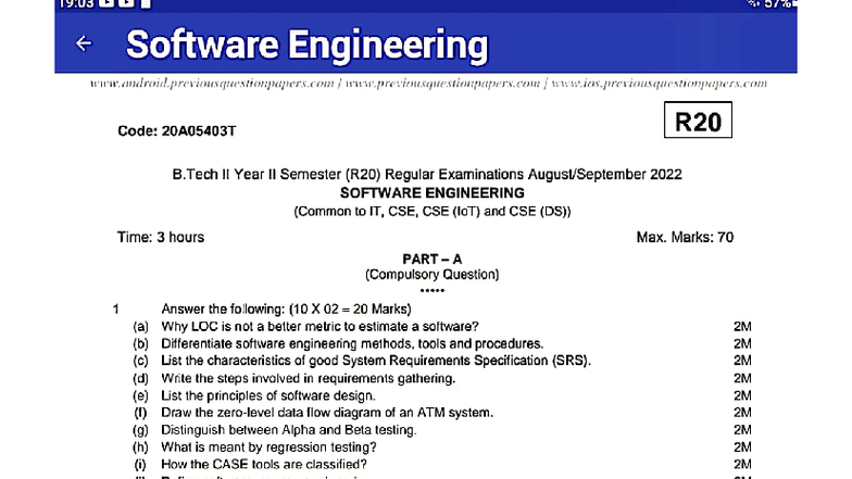 Software Engineering Exam Guide: 20A05403T R20 B.Tech II Year II Sem ...