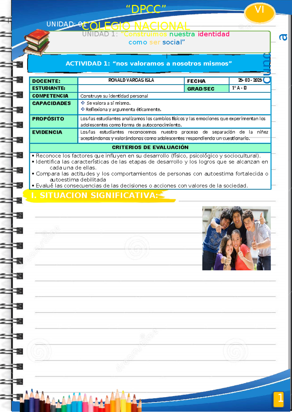 1° DPCC - Actividad 1: Construyendo Nuestra Identidad Personal - Studocu