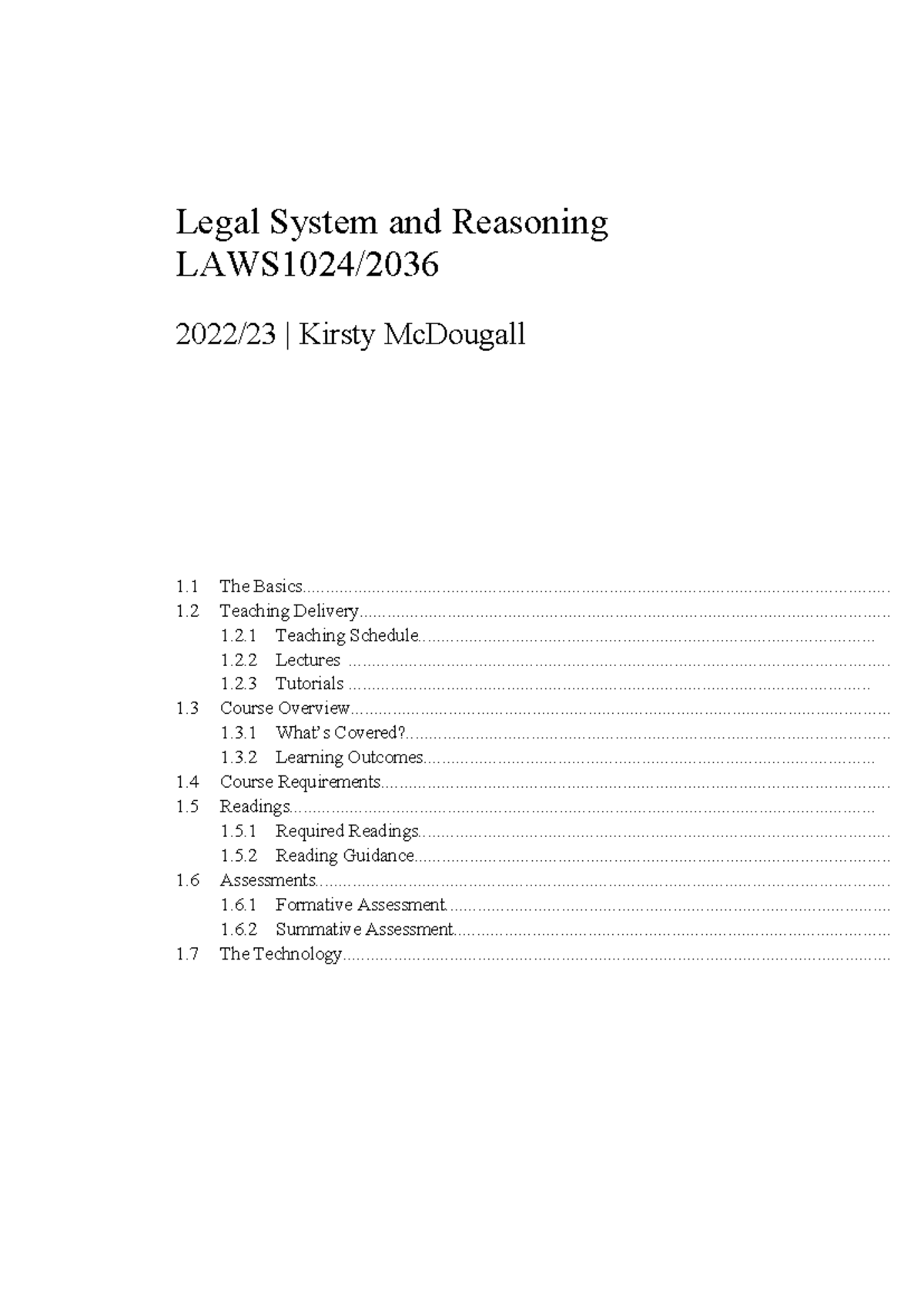 Legal System & Reasoning Handbook - LAWS1024/ 2022/23 Guide - Studocu