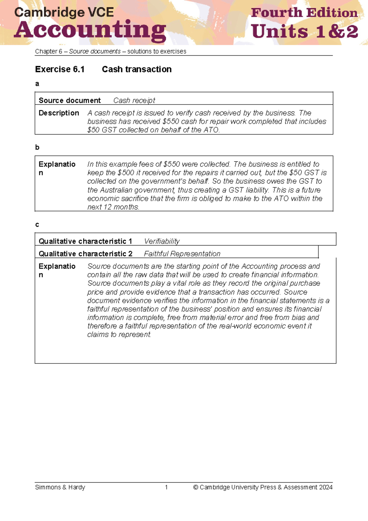 Chapter 6 source documents solutions to exercises for ACC12 4E - Studocu