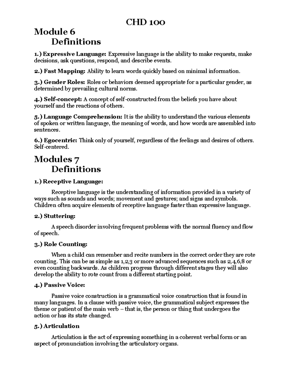 CHD 100 Final Exam Study Guide: Key Definitions & Concepts - Studocu