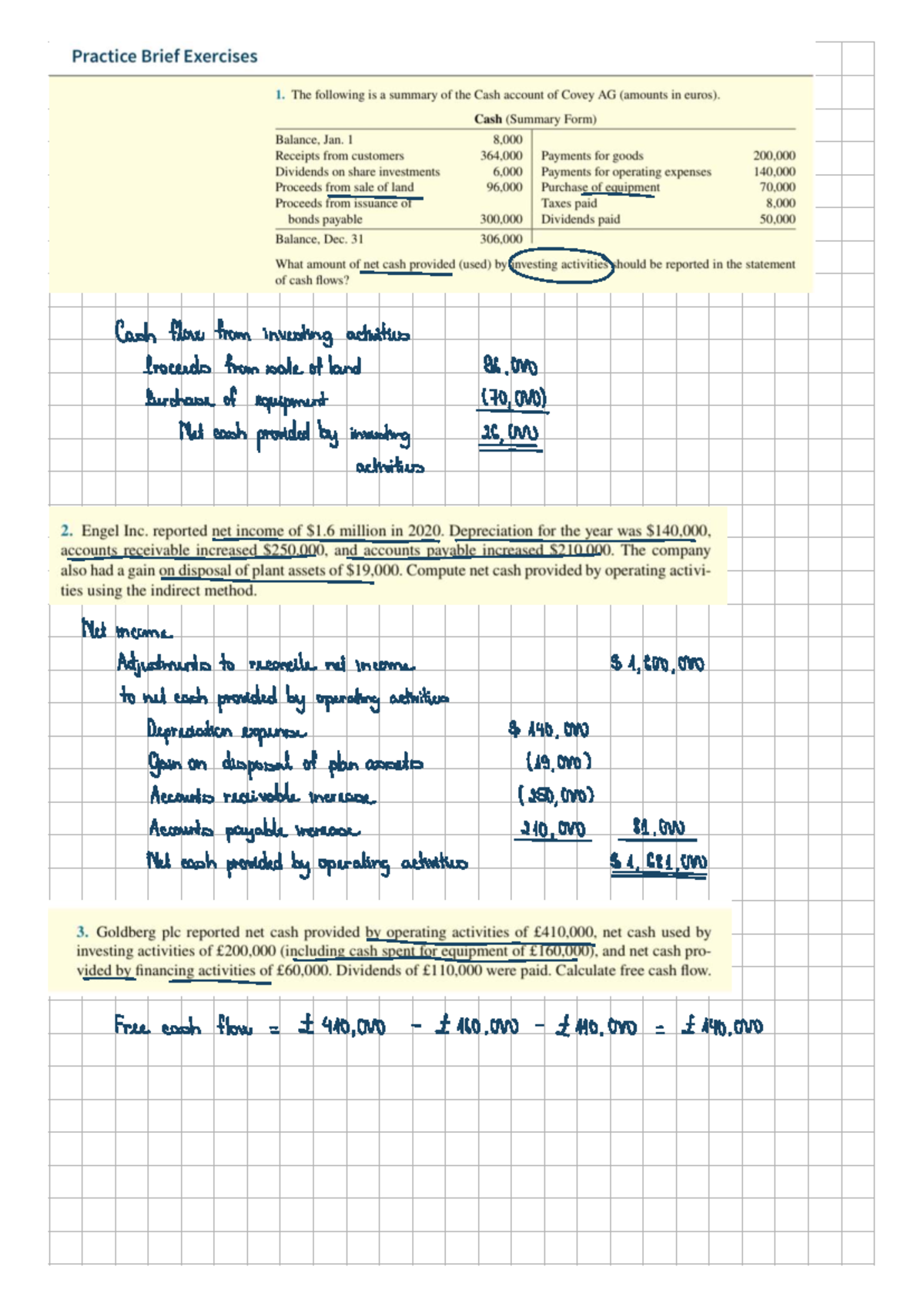 Exercises Chapter 14 - Cash Flow Analysis and Journal Entries - Studocu