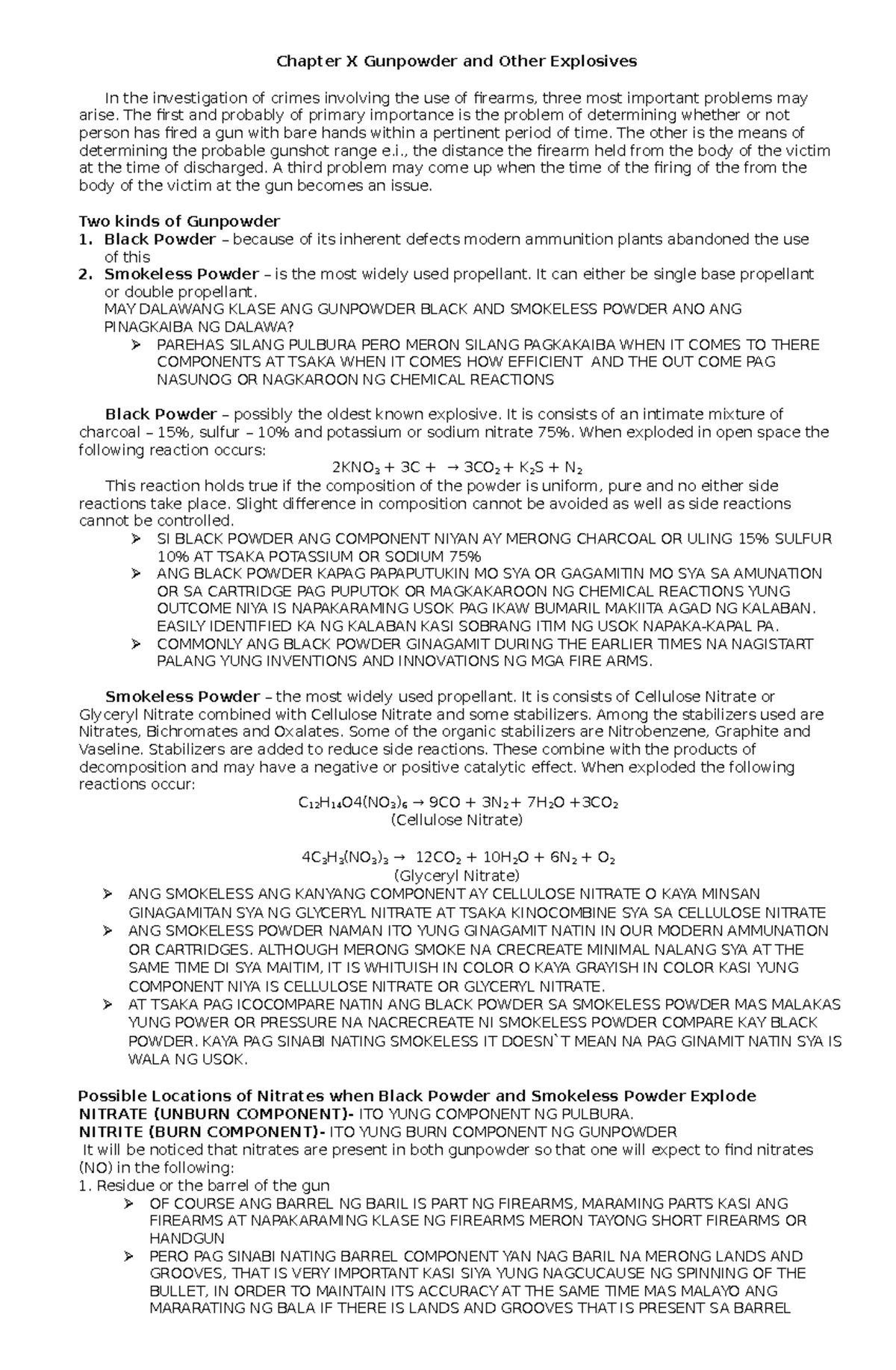 Chapter X Gunpowder Types Criminal Investigation Insights Studocu