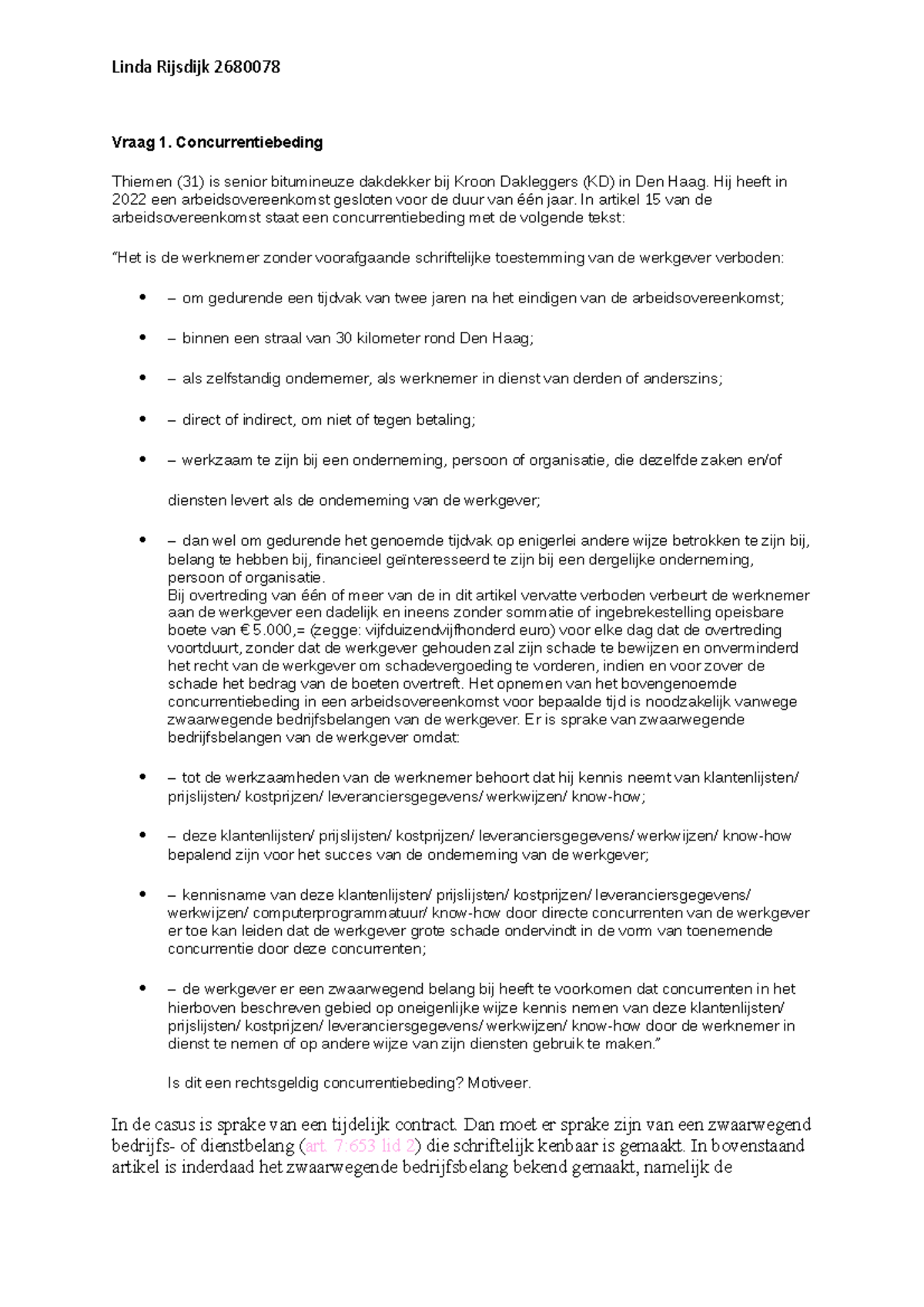 Werkgroep 2 - Arbeidsrecht: Analyse van Concurrentiebeding en ...