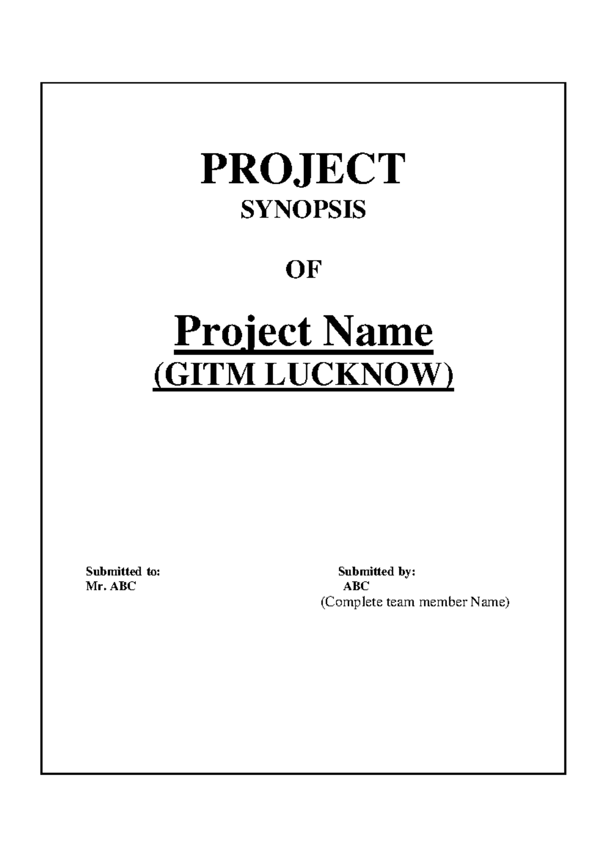 PROJECT SYNOPSIS: Automation of Placement Process (GITM LUCKNOW) - Studocu