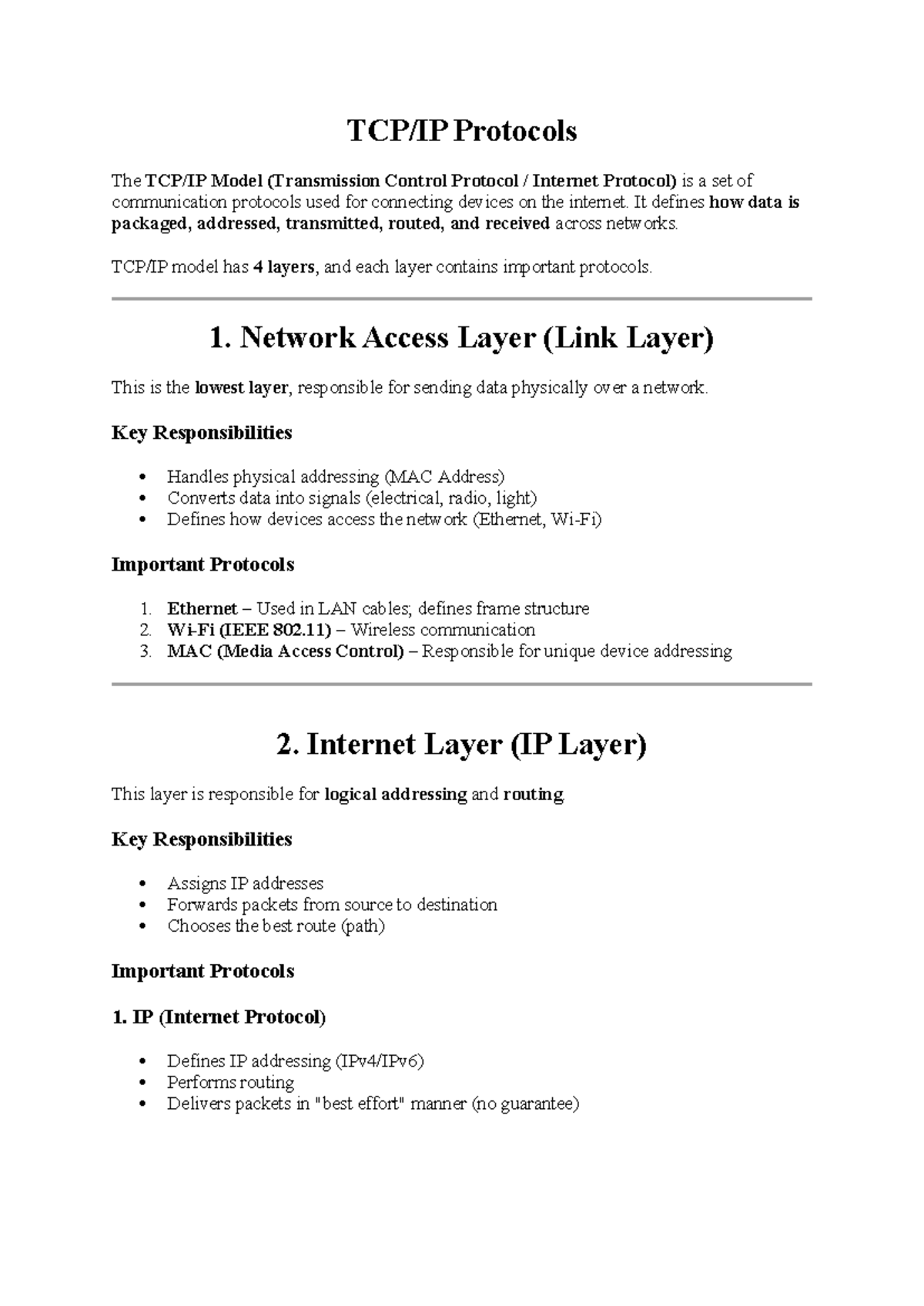 Lecture 11 - Understanding TCP/IP Protocols and Their Layers - Studocu