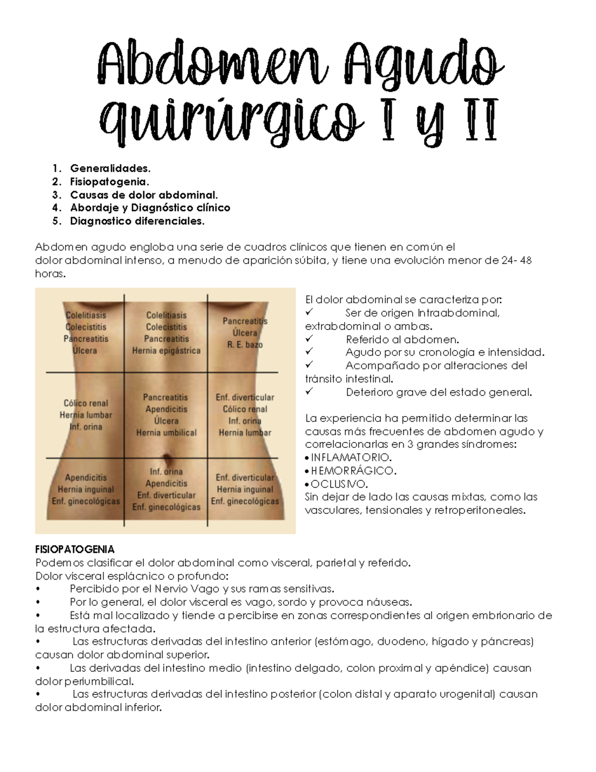Estudio sobre Abdomen Quirúrgico Agudo I y II: Diagnóstico y ...