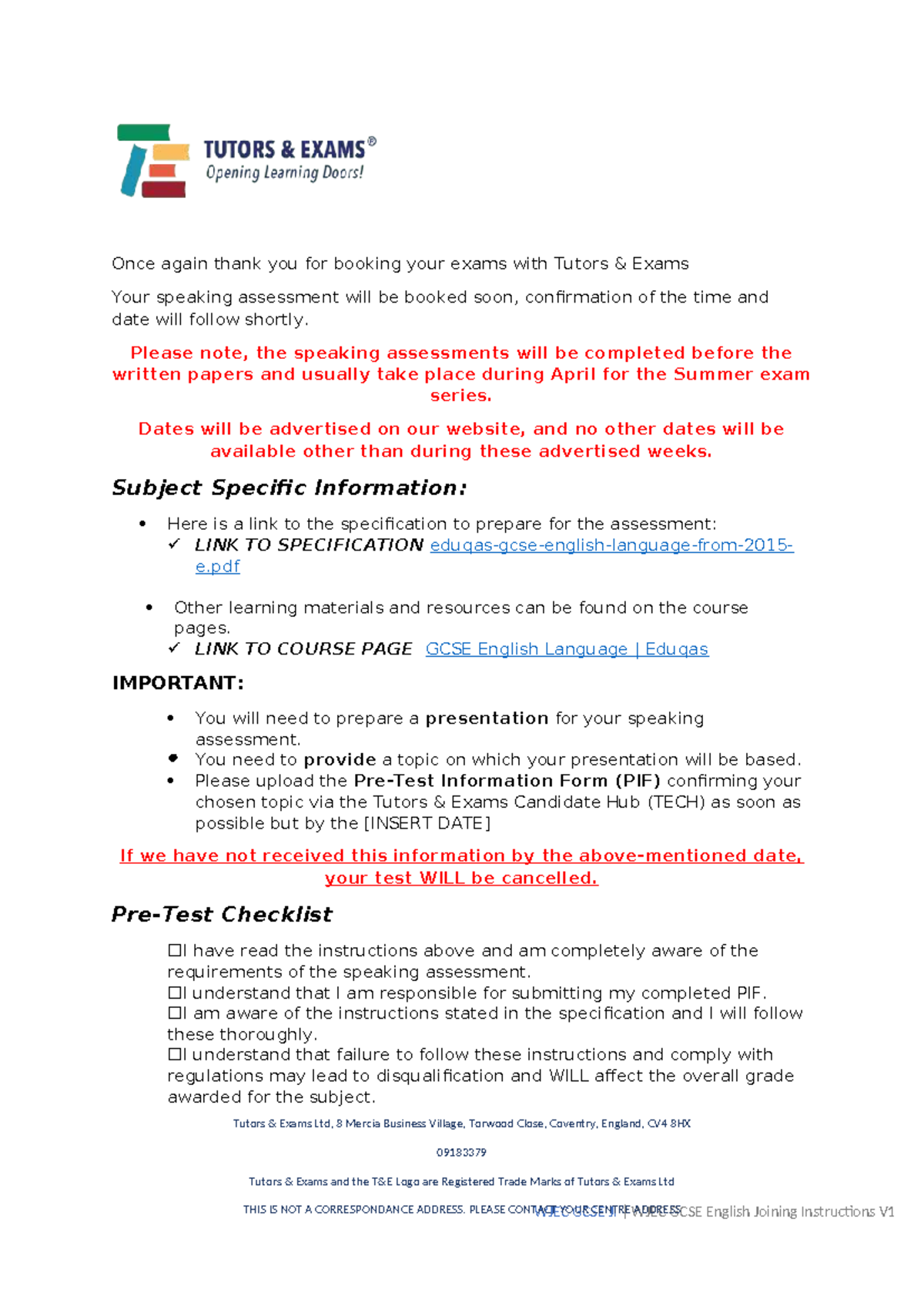 5256 WJEC GCSE-English C700U Joining Instructions for 23-24 - Studocu