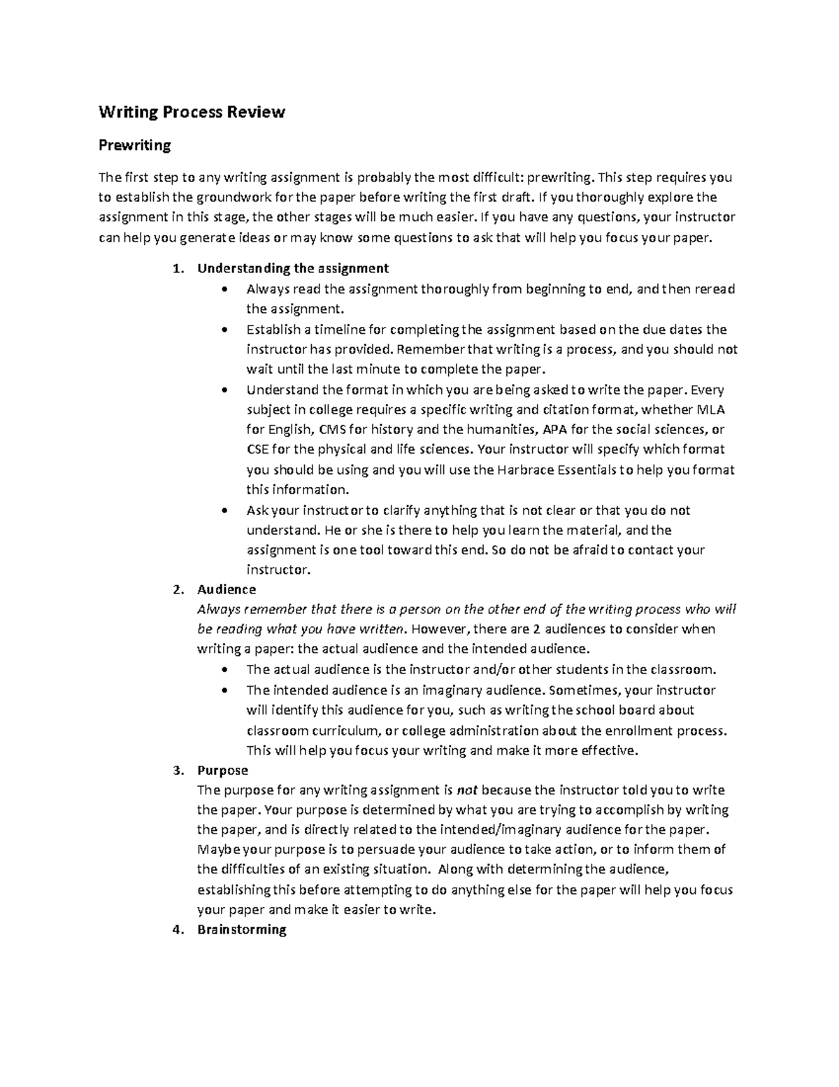 Writing Process Review: Prewriting Strategies and Techniques - Studocu