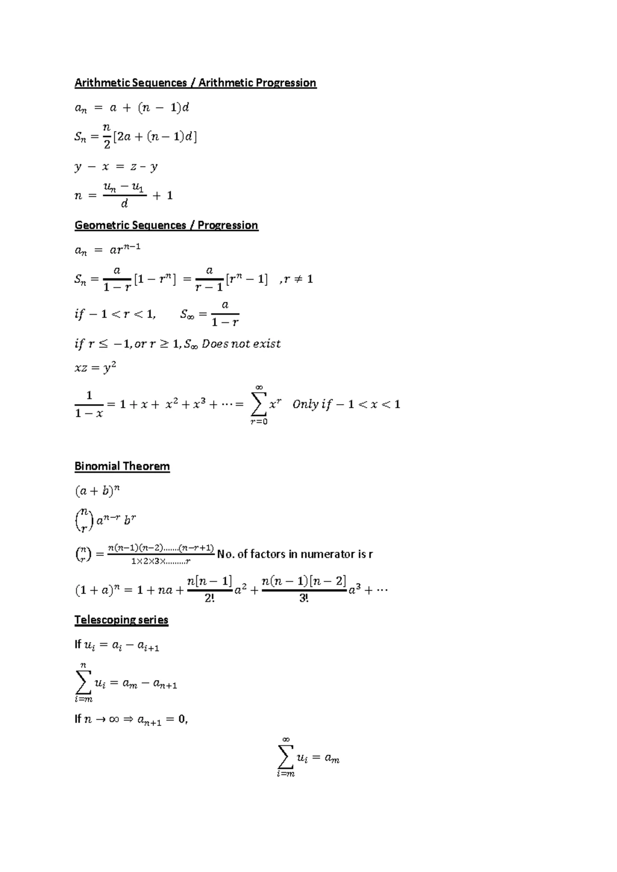 MA1301 Diff cheatsheet - DIFF Saturday November 2024 1:52 PM Definition ...