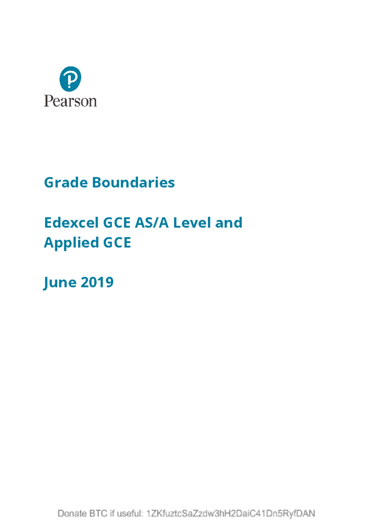 GCE Grade Boundaries for Edexcel AS/A Level Qualifications (June 2019 ...