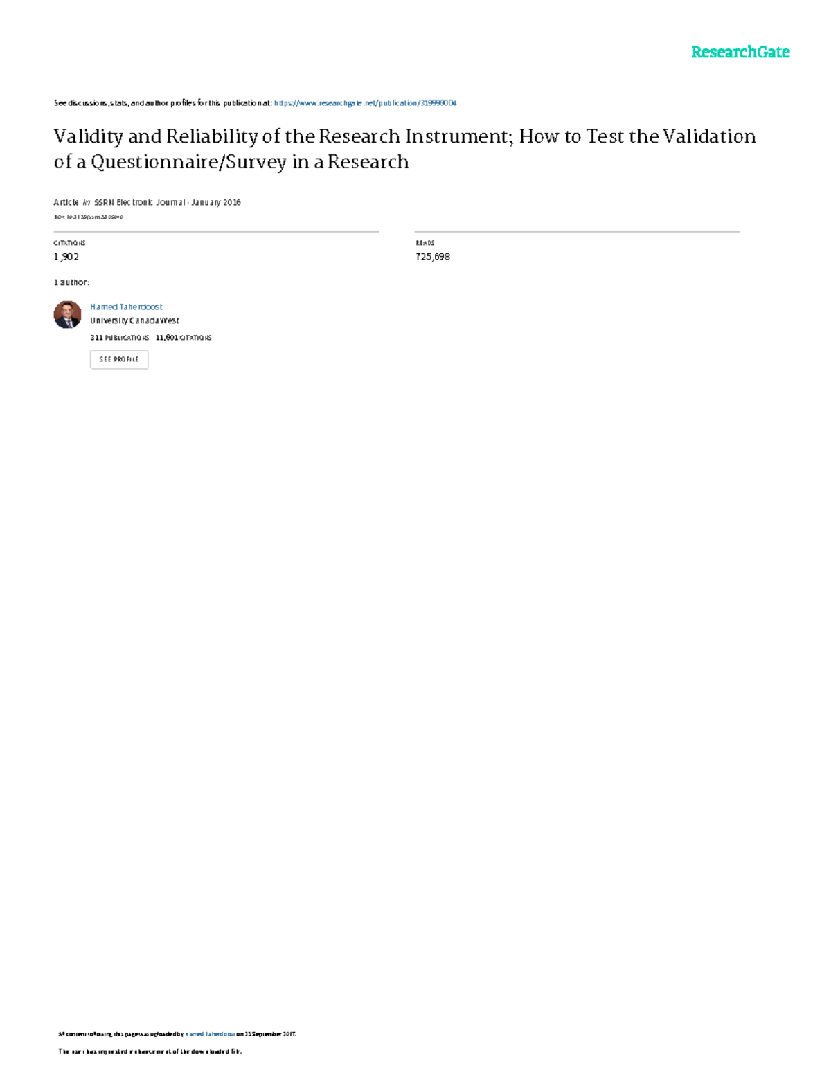 Validity and Reliability of Research Instruments: Testing ...