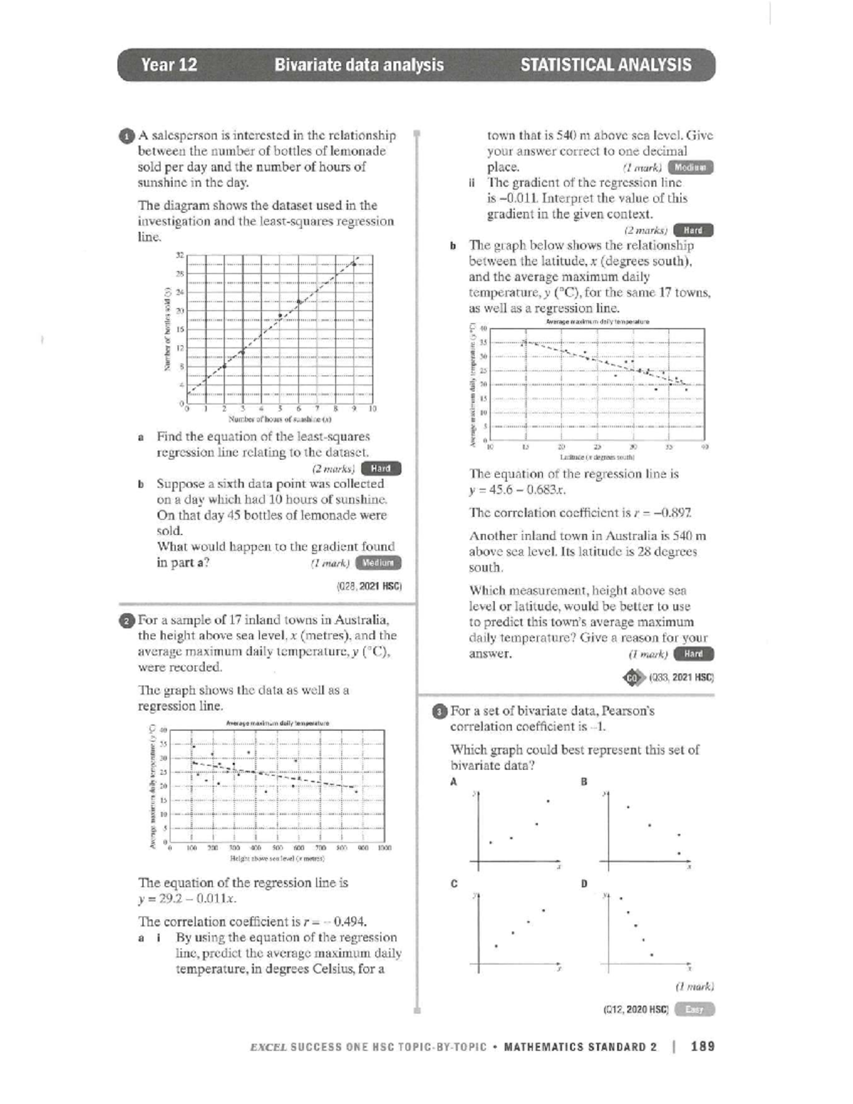 Year 12 Bivariate Data Analysis & Normal Distribution (STATISTICAL ...