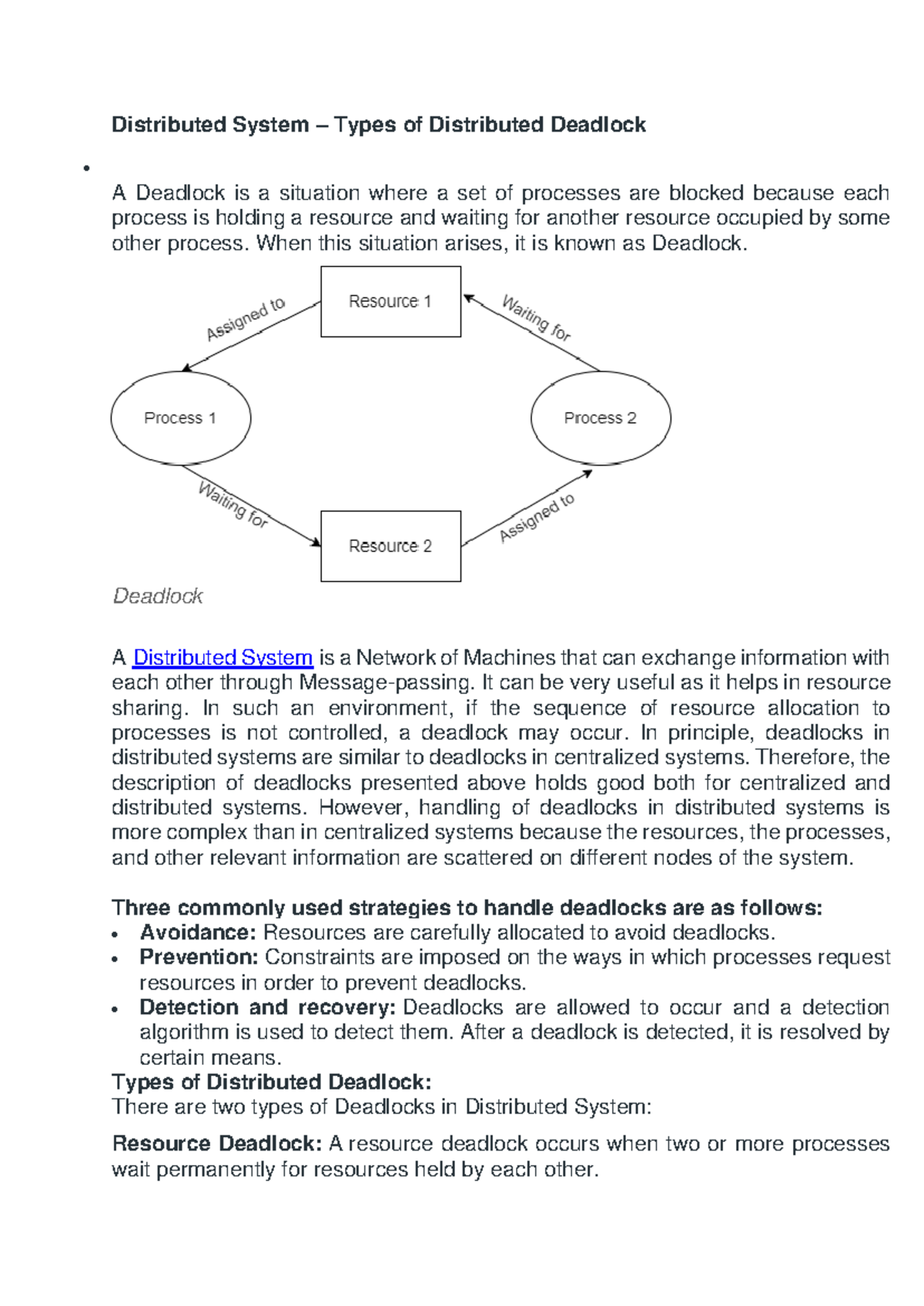 Unit-3 Deadlock Detection - Distributed System – Types of Distributed ...