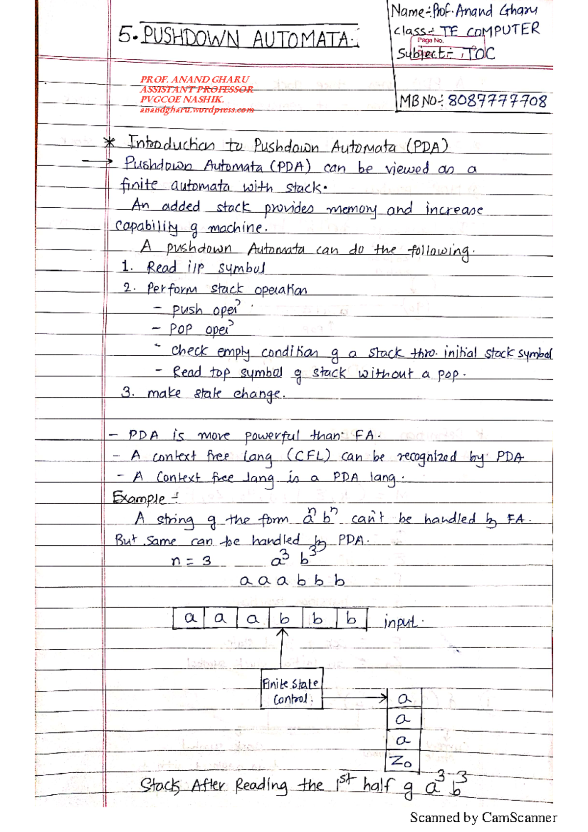 Toc unit 5 notes - ASSISTANT PROFESSOR PVGCOE NASHIK. anandgharu ...