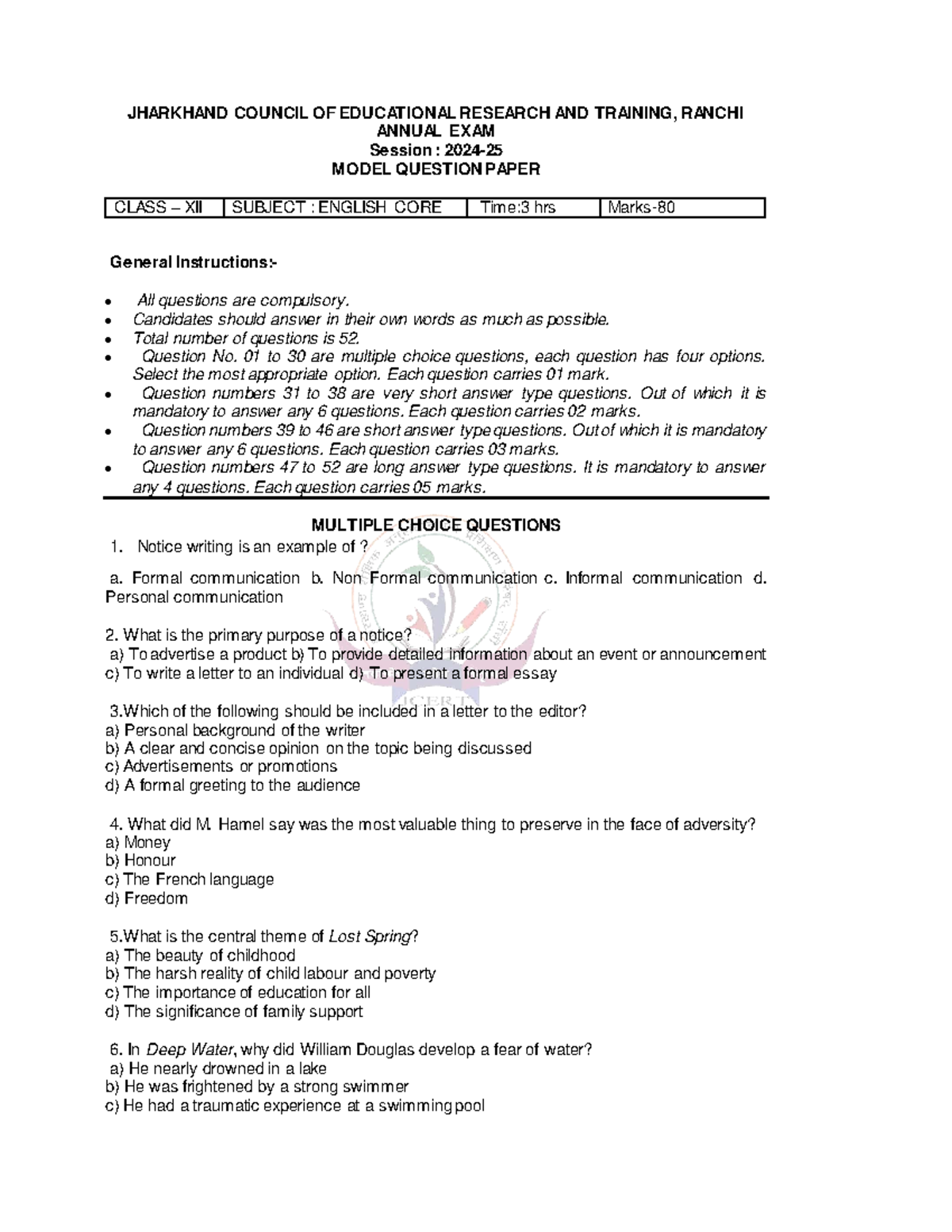 Model QP Inter compressed - JHARKHAND COUNCIL OF EDUCATIONAL RESEARCH ...